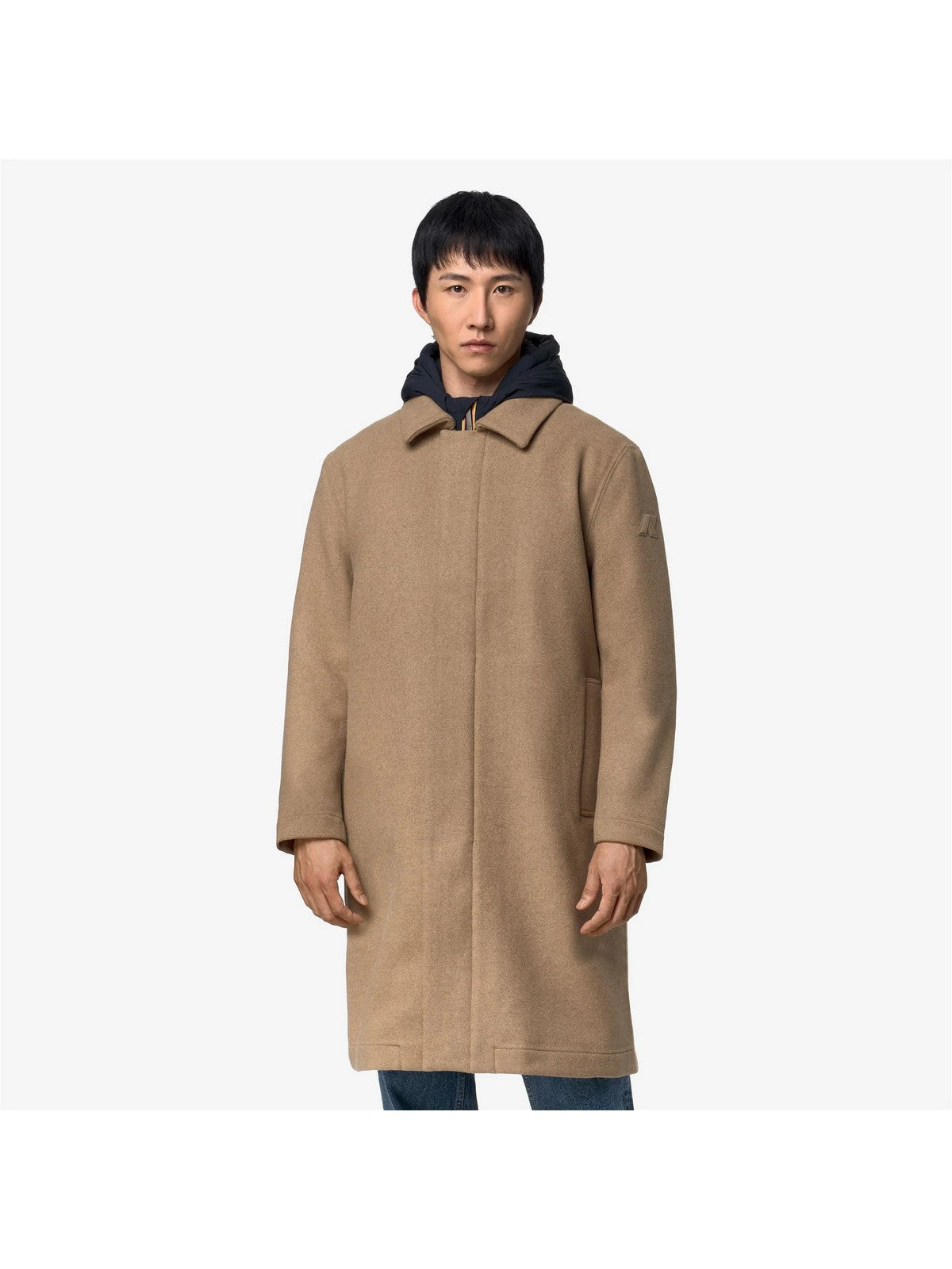 K-WAY Cappotto Uomo POIROL WOOL NYLON Beige Khaki - Blue D - K3151GW DB6