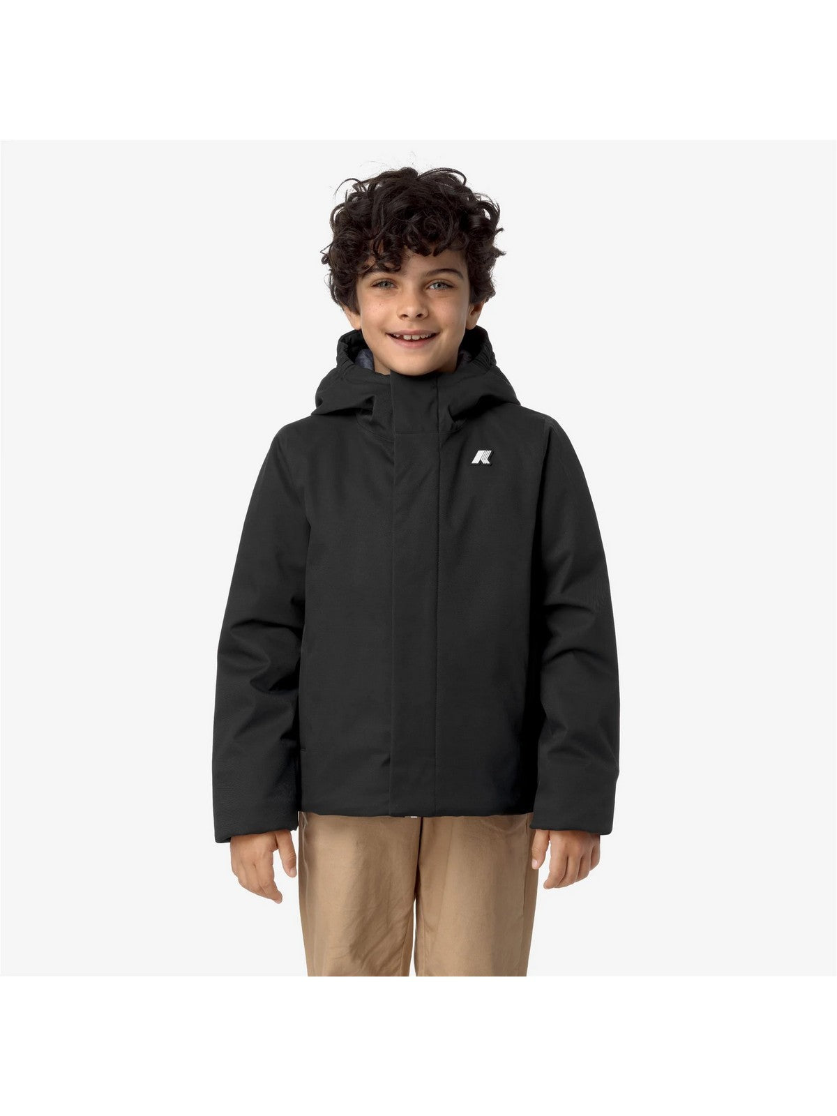 K-WAY KIDS CORTO Unisex bambino P. JACKO TWILL MARMOTTA BLACK P-BLUE A - K1128FW AL8 gioboutiqueweb