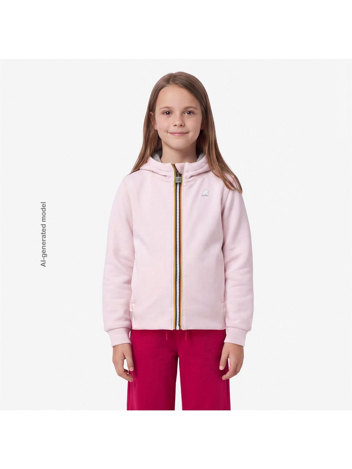 K-WAY KIDS Hoodie Full Zip Bambine e ragazze P. DEVA LIGHT SPACER FUR DOUBL PINK SALLOW - FUR - K5134NW DAI gioboutiqueweb