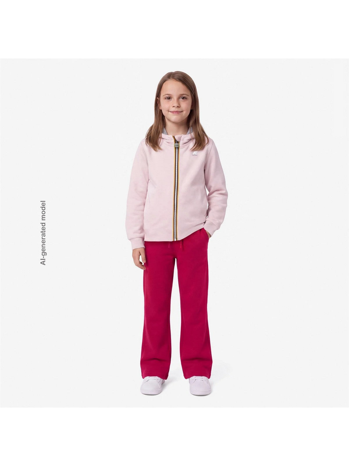 K-WAY KIDS Hoodie Full Zip Bambine e ragazze P. DEVA LIGHT SPACER FUR DOUBL PINK SALLOW - FUR - K5134NW DAI gioboutiqueweb