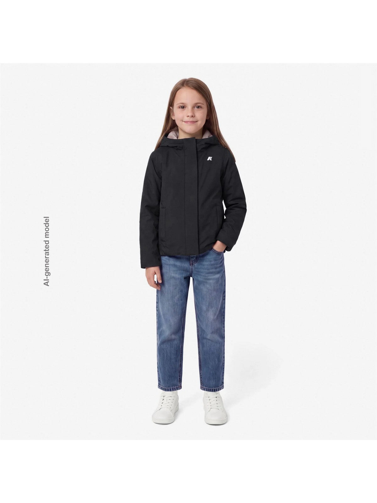 K-WAY KIDS CORTO Unisex bambino P. LILY TWILL SOFT BEAVER Black Pure - Grey Wa - K7136ZW DCB gioboutiqueweb
