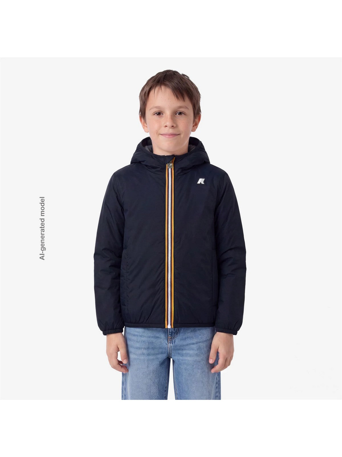 K-WAY KIDS Felpa Bambini e ragazzi P. JACK SPACER NYLON DOUBLE Blue Wild - Black Pu - K8161BW DCI gioboutiqueweb