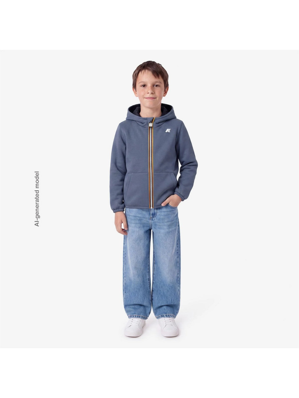 K-WAY KIDS Felpa Bambini e ragazzi P. JACK SPACER NYLON DOUBLE Blue Wild - Black Pu - K8161BW DCI gioboutiqueweb