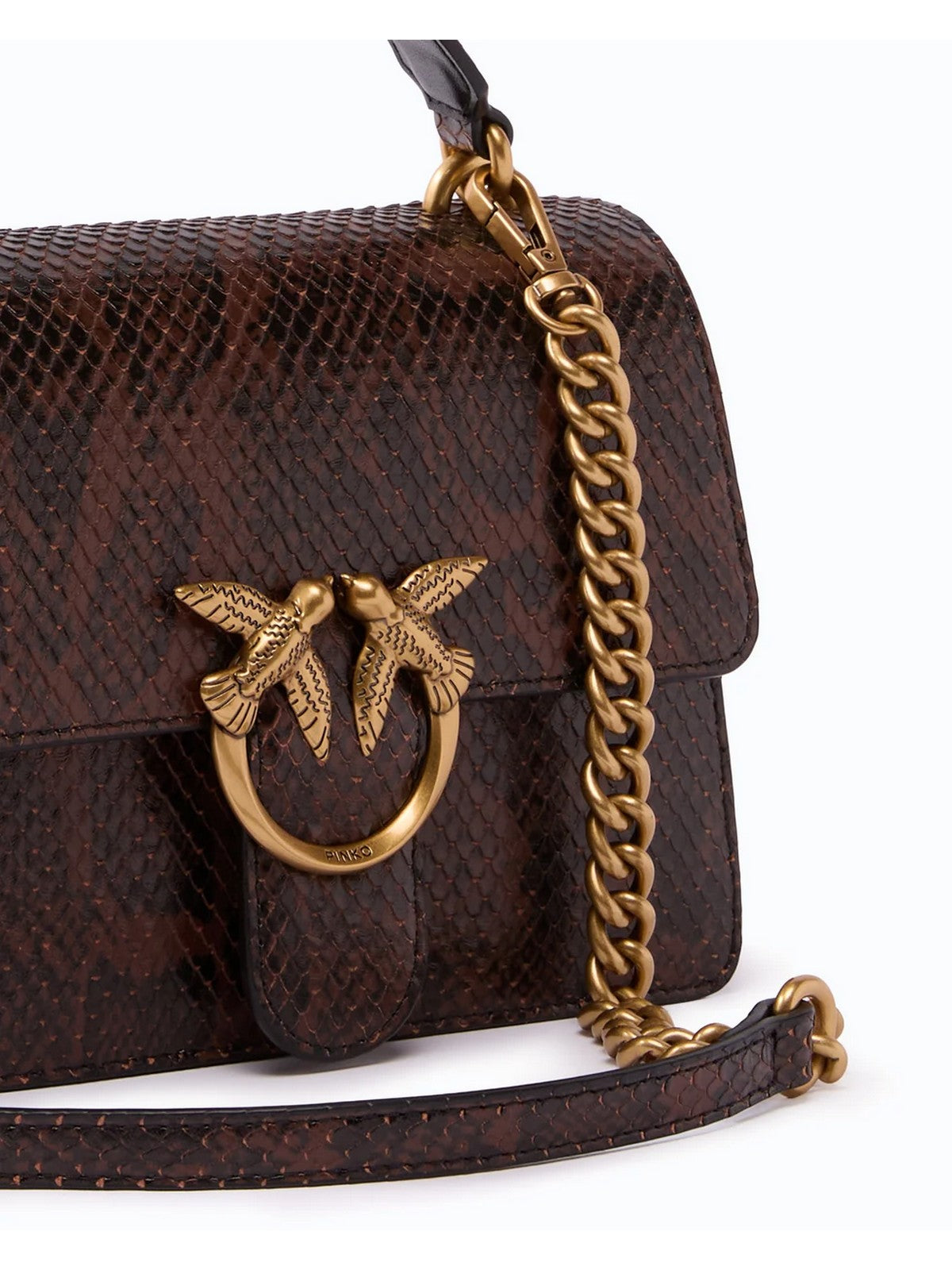 PINKO Borsa Donna LOVE ONE TOP HANDLE MINI LIGHT ROCCIA/MARRONE-ANTIQUE GOLD - 100071-A3E5 M16Q