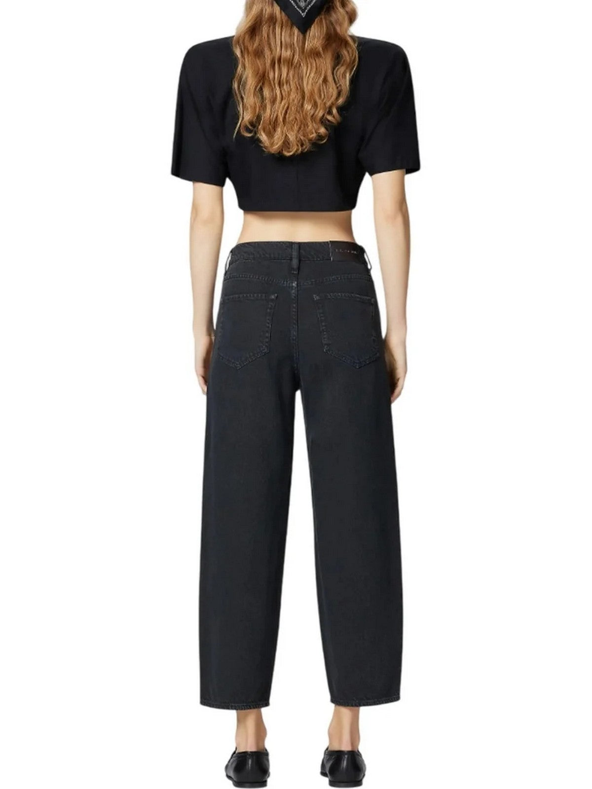 PINKO Pantalone Donna ESTELLE EGG BULL FISSO WASHED NERO LIMOUSINE - 103857-A3KU Z99