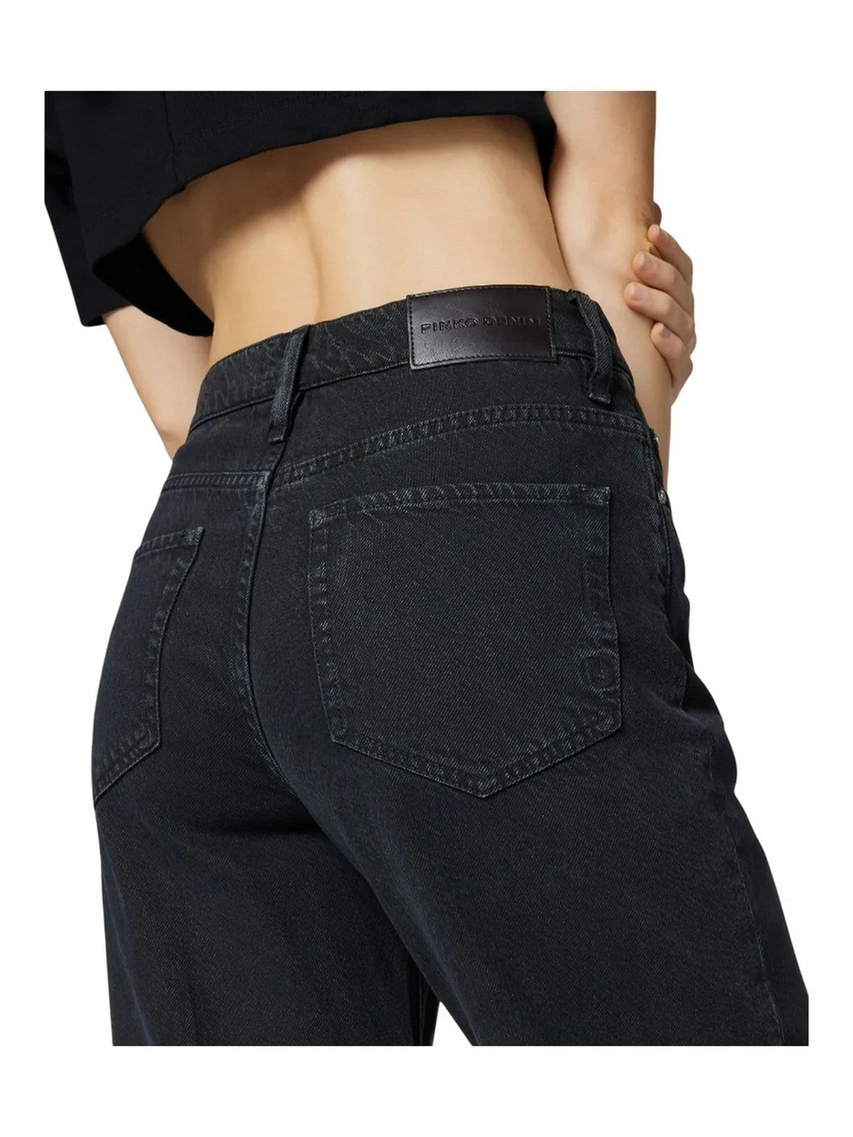 PINKO Pantalone Donna ESTELLE EGG BULL FISSO WASHED NERO LIMOUSINE - 103857-A3KU Z99