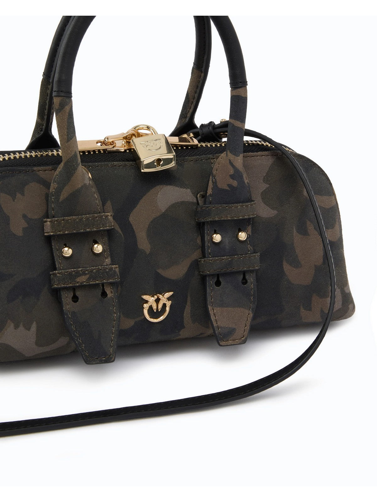 PINKO Borsa Donna BOWLING BAG HORIZONTAL SUEDE P MULT.MILITAR GREEN-GOLD - 105334-A3LR ST3Y
