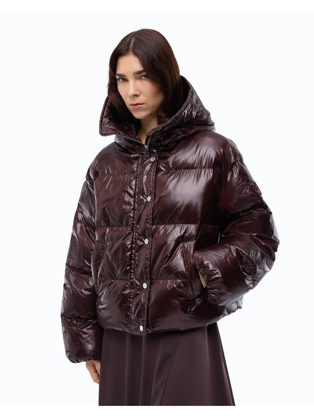 PINKO Piumino Donna IMPASTO IMBOTTITO TELA TECNICA MARRONE TESTA MORO - 105656-A3FI L72