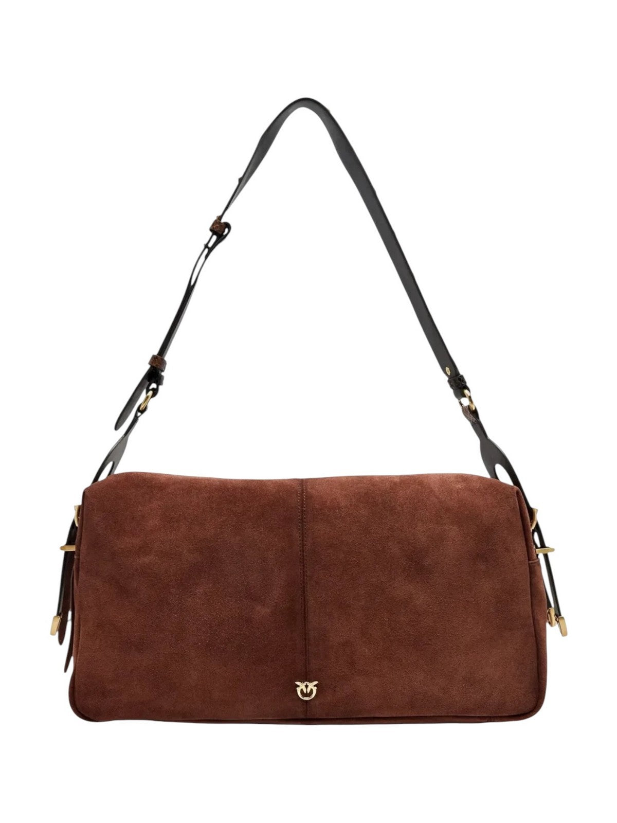 PINKO Borsa Donna 24 CLASSIC SUEDE SPRAYING CASTANO INTENSO-MATT. GOLD - 106676-A3DB L88J