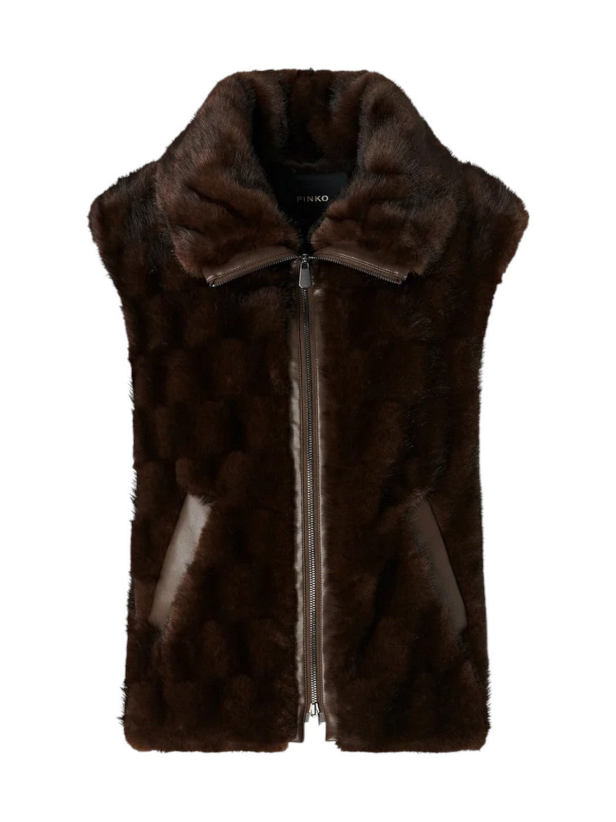 PINKO Simil Pelliccia Donna GLOSSINIA GILET ASPEN ASPETTO  MARRONE-CHICCO DI CAFFE' - 106939-A3C5 M11