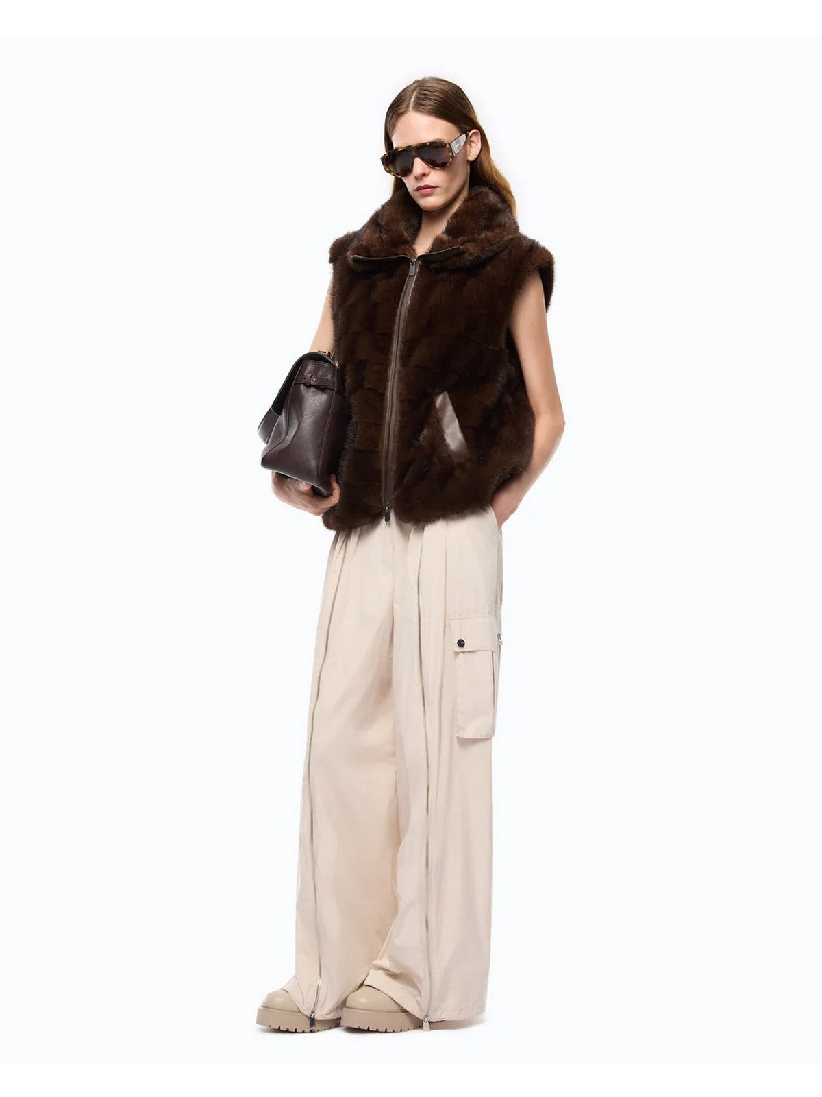 PINKO Simil Pelliccia Donna GLOSSINIA GILET ASPEN ASPETTO  MARRONE-CHICCO DI CAFFE' - 106939-A3C5 M11