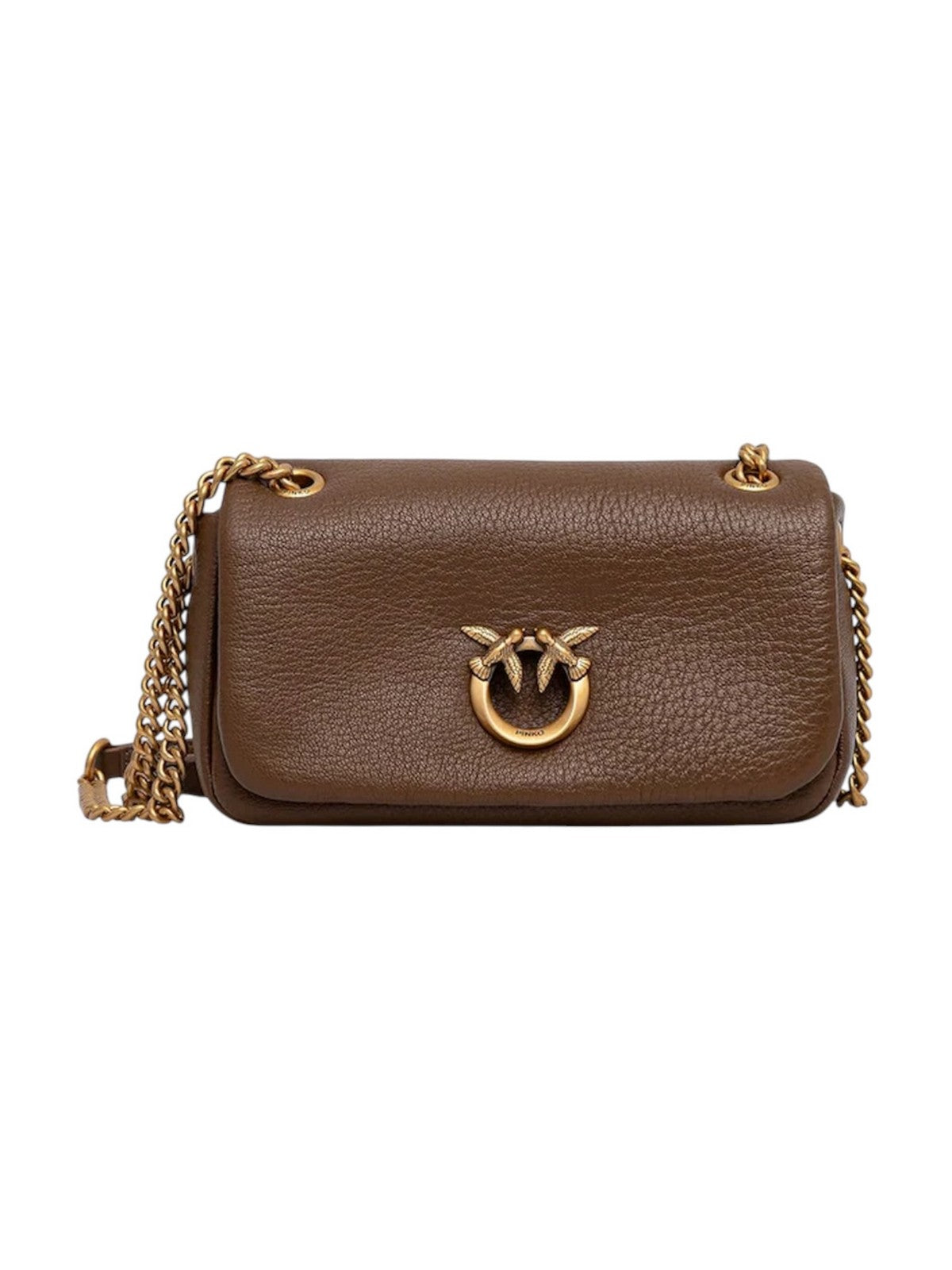 PINKO Borsa Donna CLICK SOFT HORIZONTAL CHAIN MN MARRONE COGNAC-ANTIQUE GOLD - 107038-A3CX M37Q