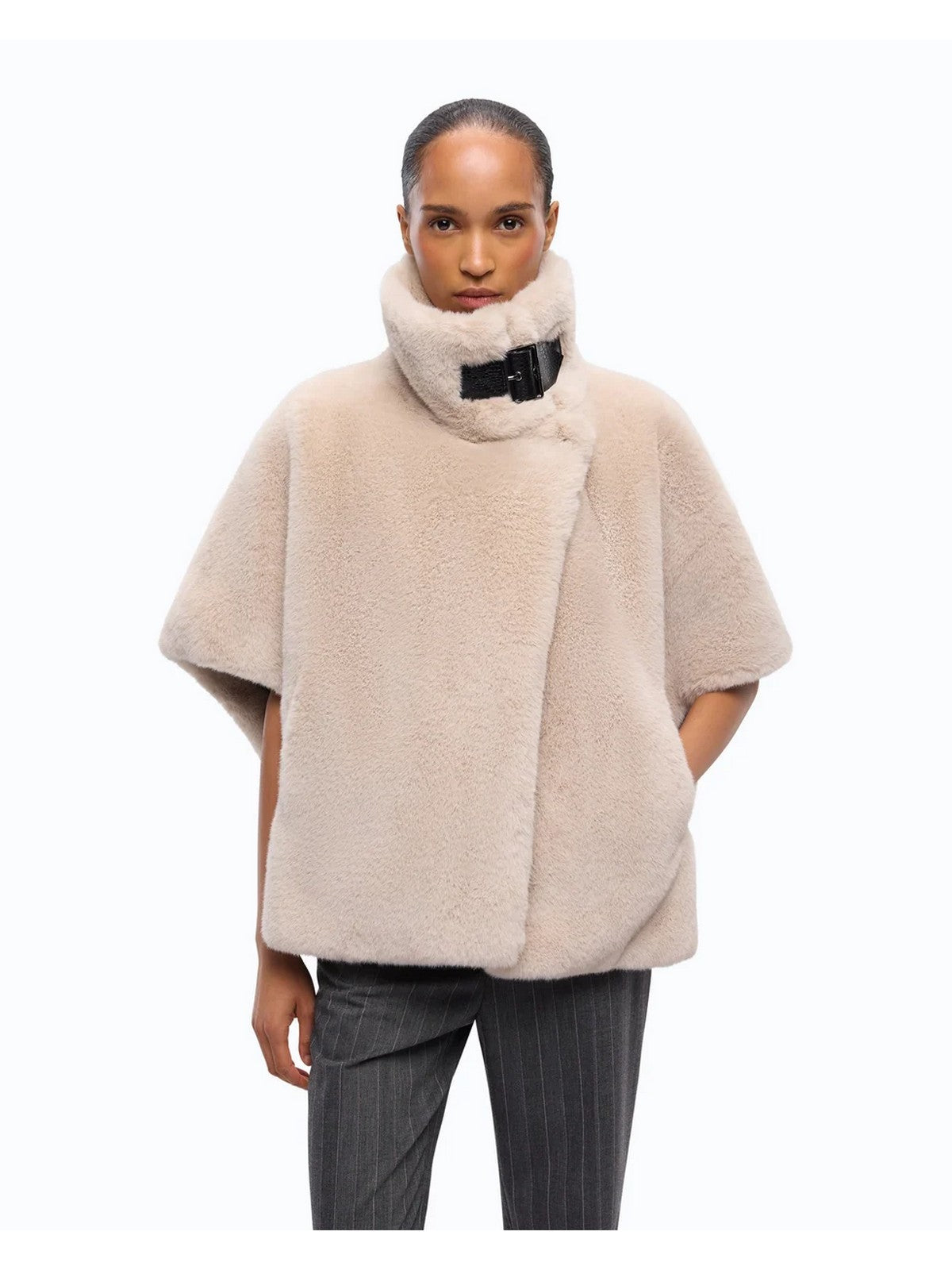 PINKO Simil Pelliccia Donna NEW COMODINO CAPPA ASPEN ASPET BEIGE-GIORNO PIOVOSO - 107043-A3E7 C32