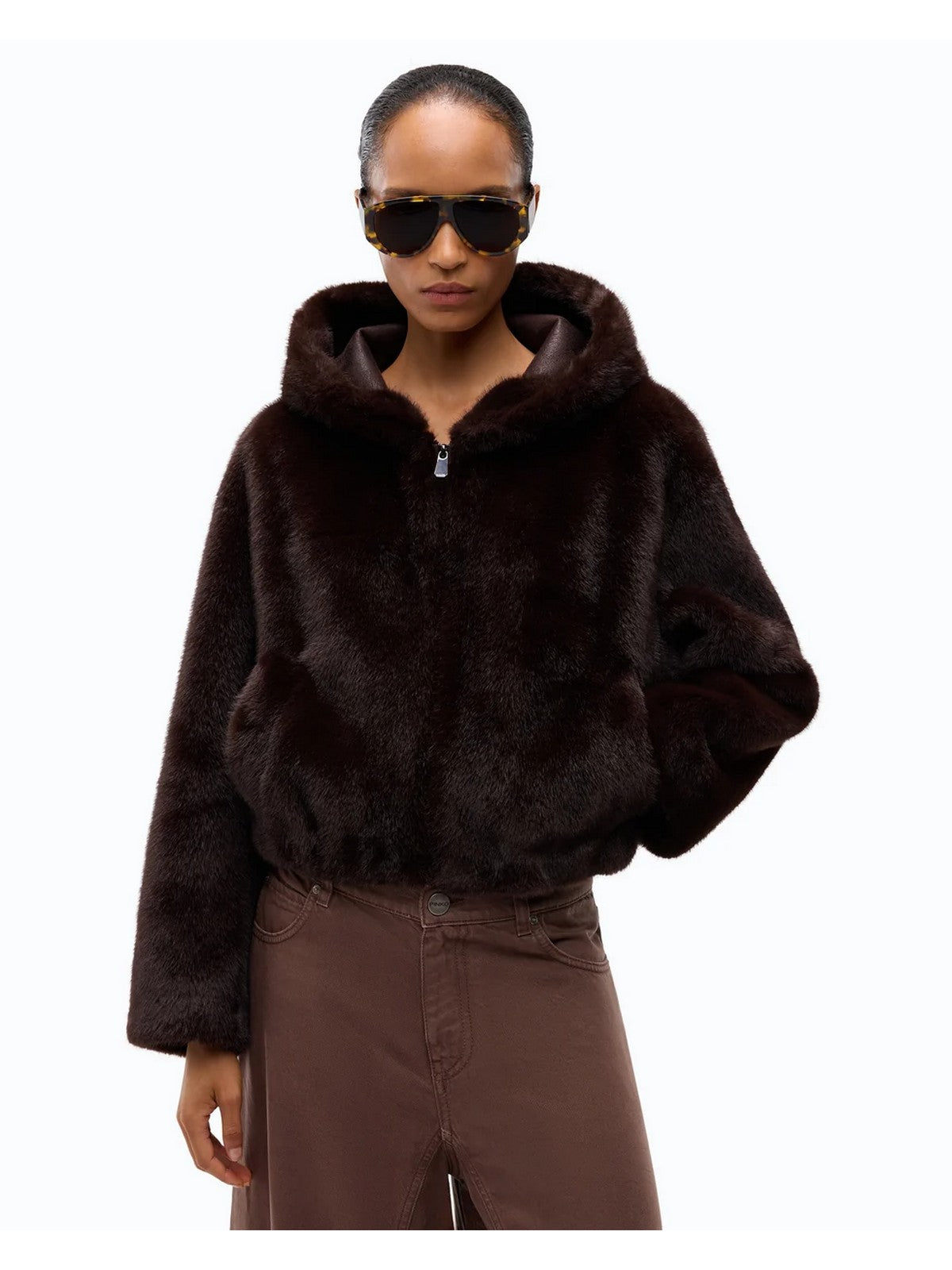 PINKO Simil Pelliccia Donna GASTERIA GIUBBINO ASPEN ASPETT MARRONE TESTA MORO - 107053-A3E9 L72