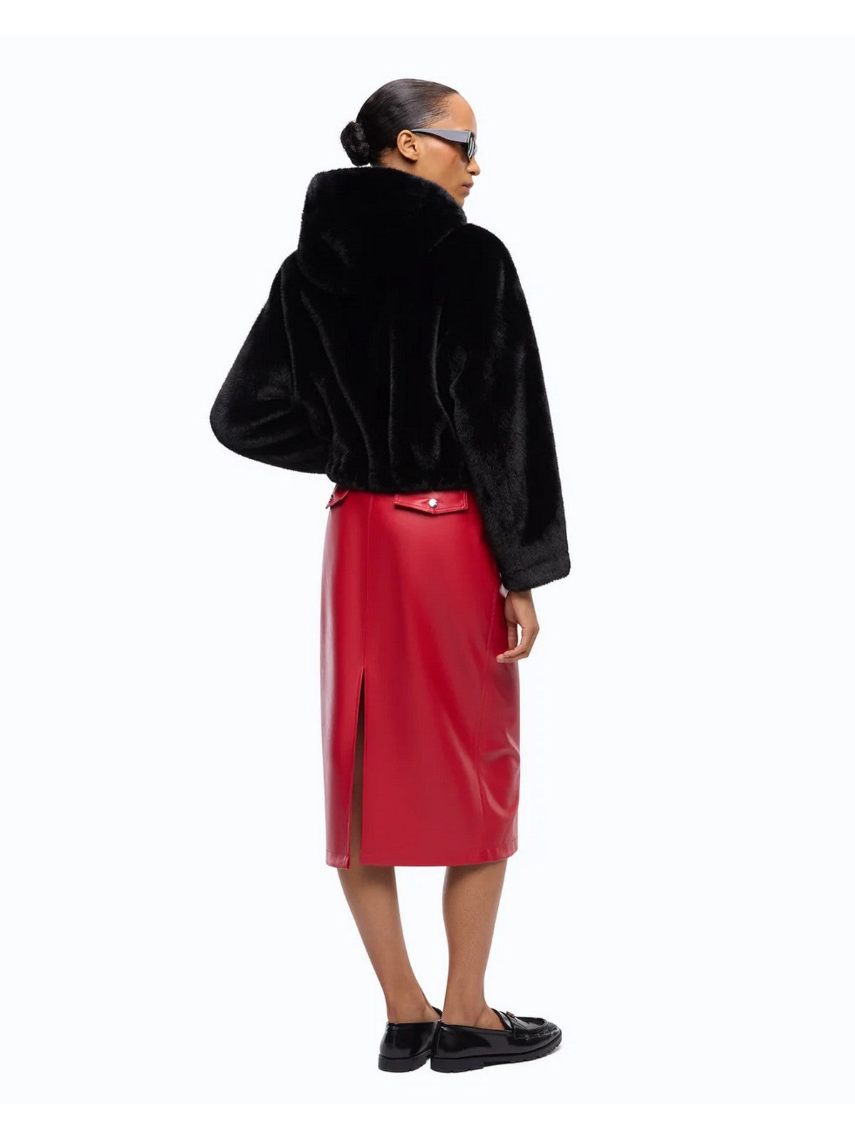 PINKO Simil Pelliccia Donna GASTERIA GIUBBINO ASPEN ASPETT NERO LIMOUSINE - 107053-A3E9 Z99