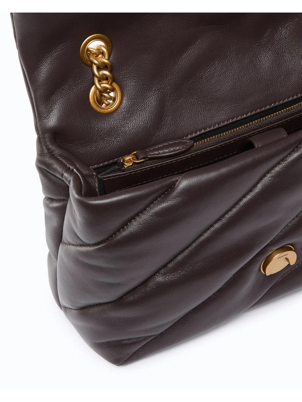 PINKO Borsa Donna PUFF CLASSIC NEW BUCKLE SHEEP  MARRONE MARASCA-ANTIQUE GOLD - 107057-A0F2 M12Q