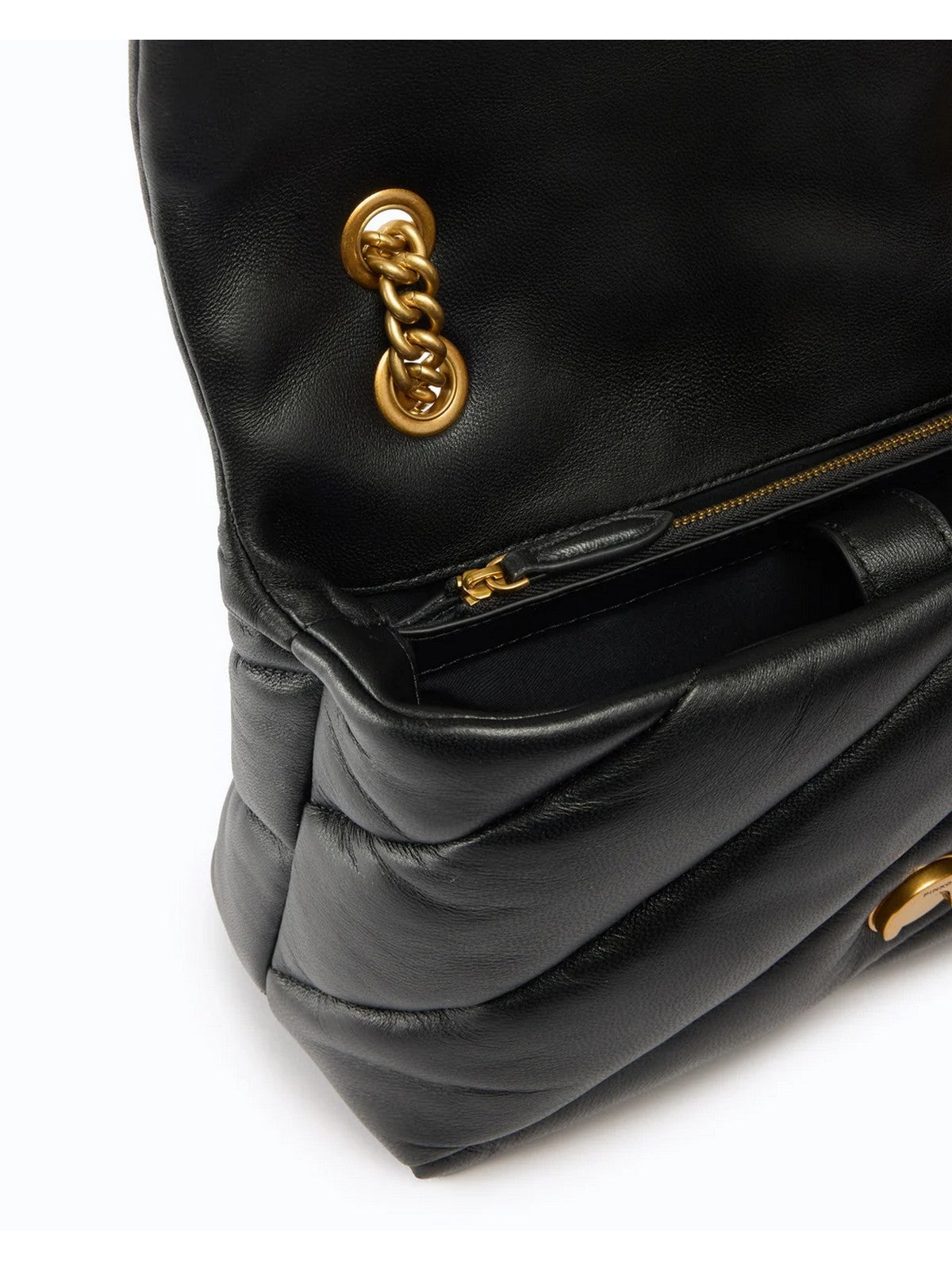 PINKO Borsa Donna PUFF CLASSIC NEW BUCKLE SHEEP  NERO-ANTIQUE GOLD - 107057-A0F2 Z99Q