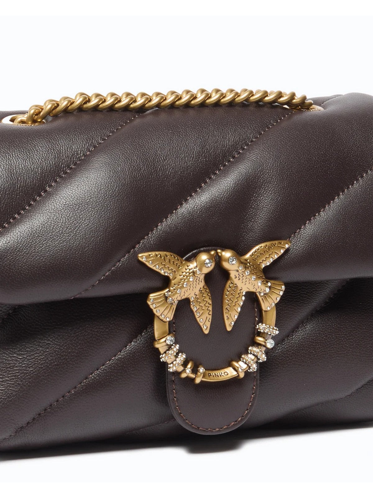 PINKO Borsa Donna PUFF MINI NEW BUCKLE SHEEP NAP MARRONE MARASCA-ANTIQUE GOLD - 107058-A0F2 M12Q