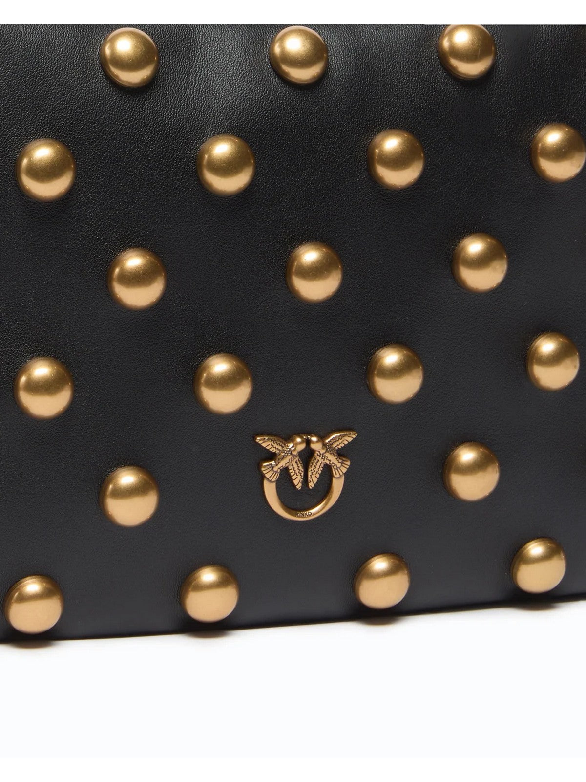PINKO Borsa Donna TRIPLET MINI+STUDS VITELLO MOR NERO-ANTIQUE GOLD - 107063-A0QO Z99Q