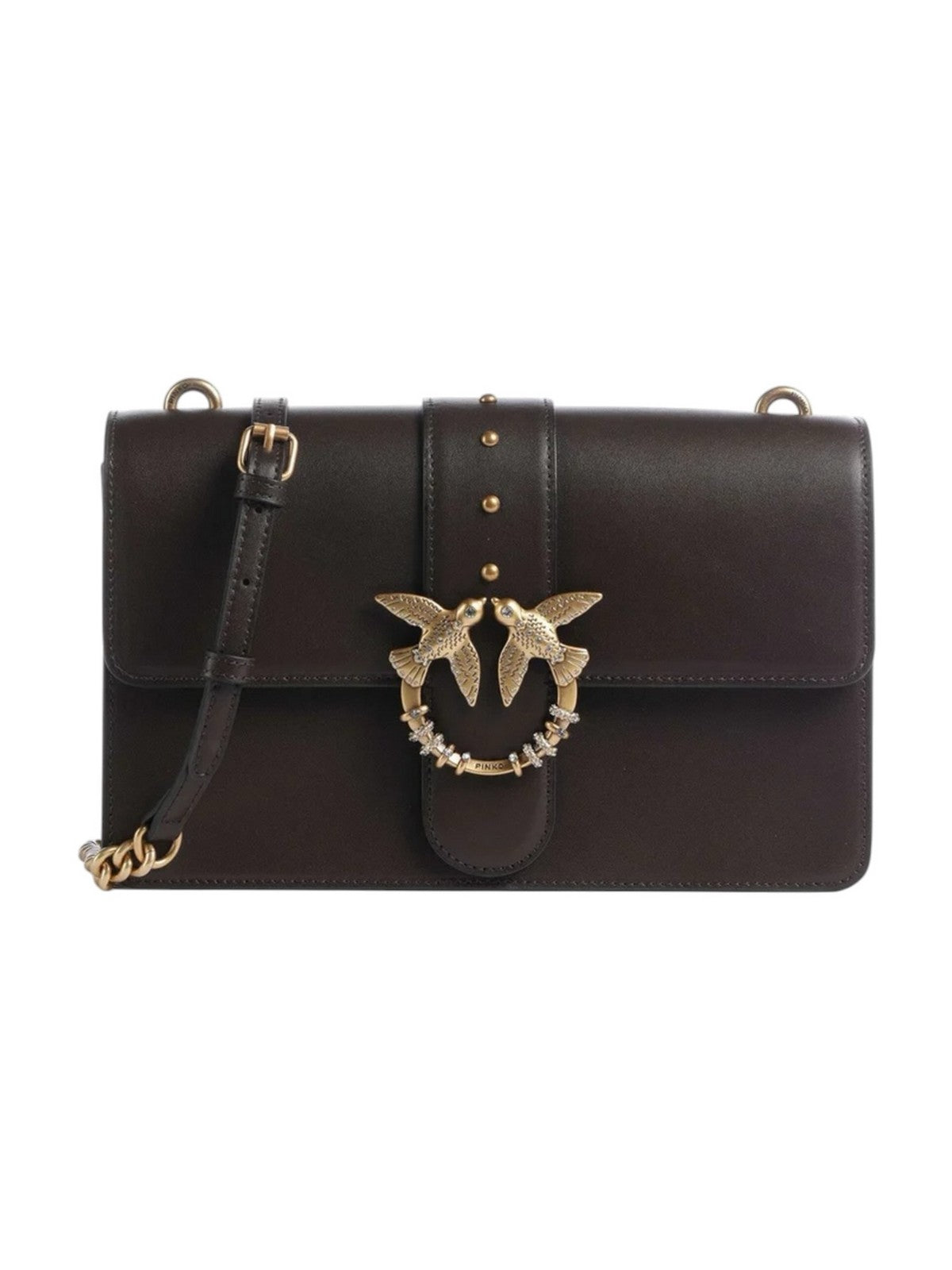 PINKO Borsa Donna LOVE ONE CLASSIC NEW BUCKLE VI MARRONE MARASCA-ANTIQUE GOLD - 107070-A0F1 M12Q
