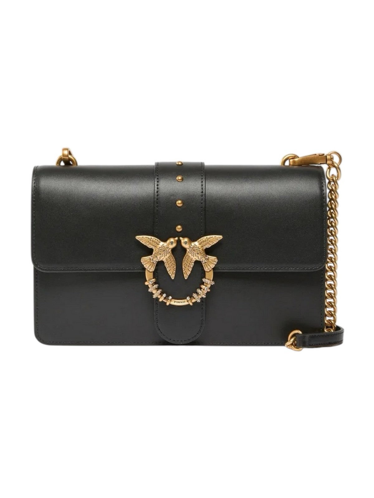 PINKO Borsa Donna LOVE ONE CLASSIC NEW BUCKLE VI NERO-ANTIQUE GOLD - 107070-A0F1 Z99Q