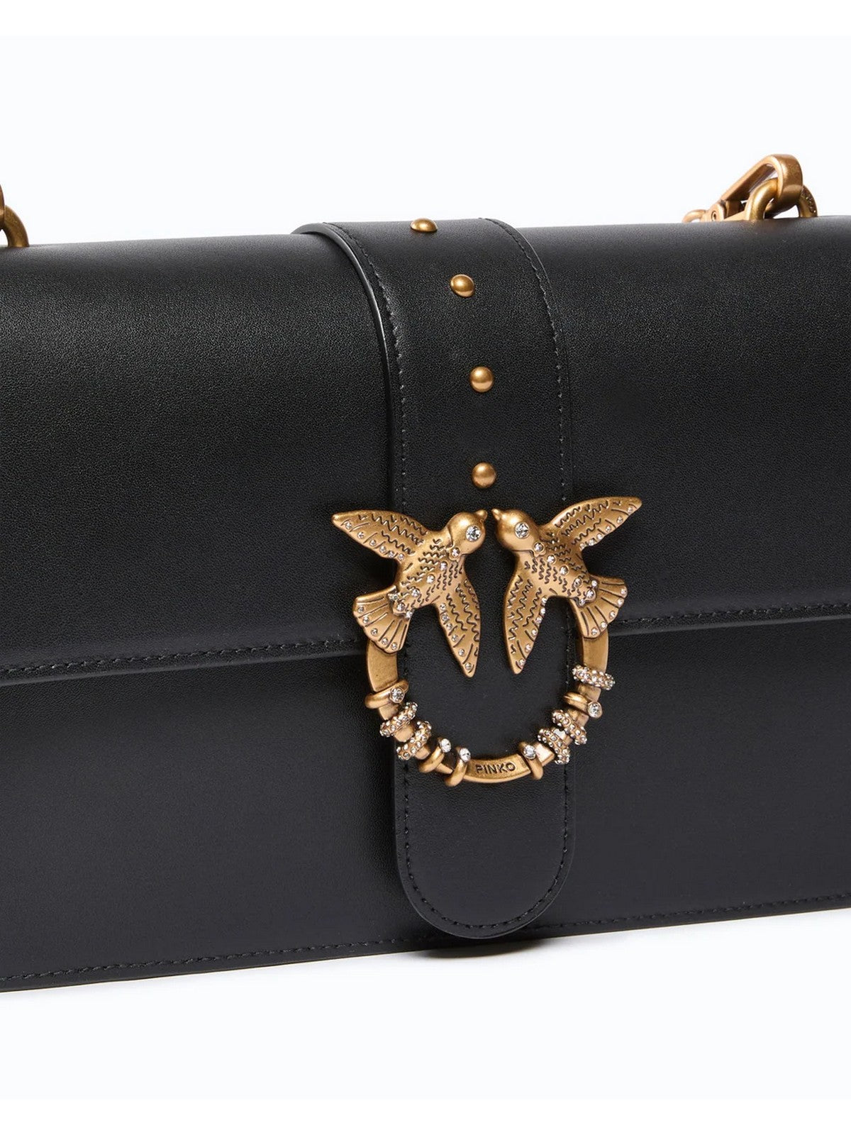PINKO Borsa Donna LOVE ONE CLASSIC NEW BUCKLE VI NERO-ANTIQUE GOLD - 107070-A0F1 Z99Q