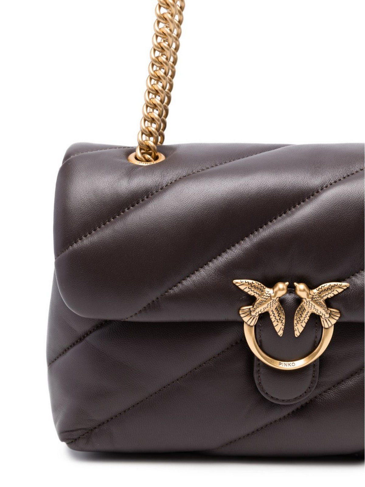 PINKO Borsa Donna LOVE PUFF CLASSIC SMALL B. SHE MARRONE MARASCA-ANTIQUE GOLD - 107616-A0F2 M12Q