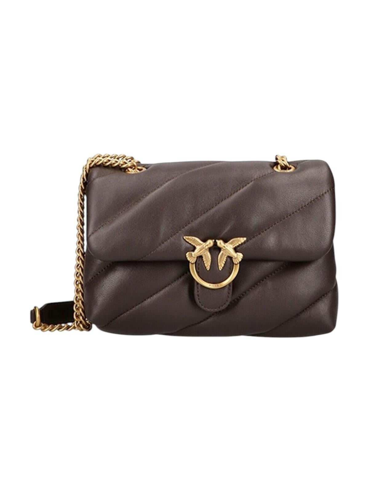 PINKO Borsa Donna LOVE PUFF MINI SMALL B. SHEEP  MARRONE MARASCA-ANTIQUE GOLD - 107617-A0F2 M12Q