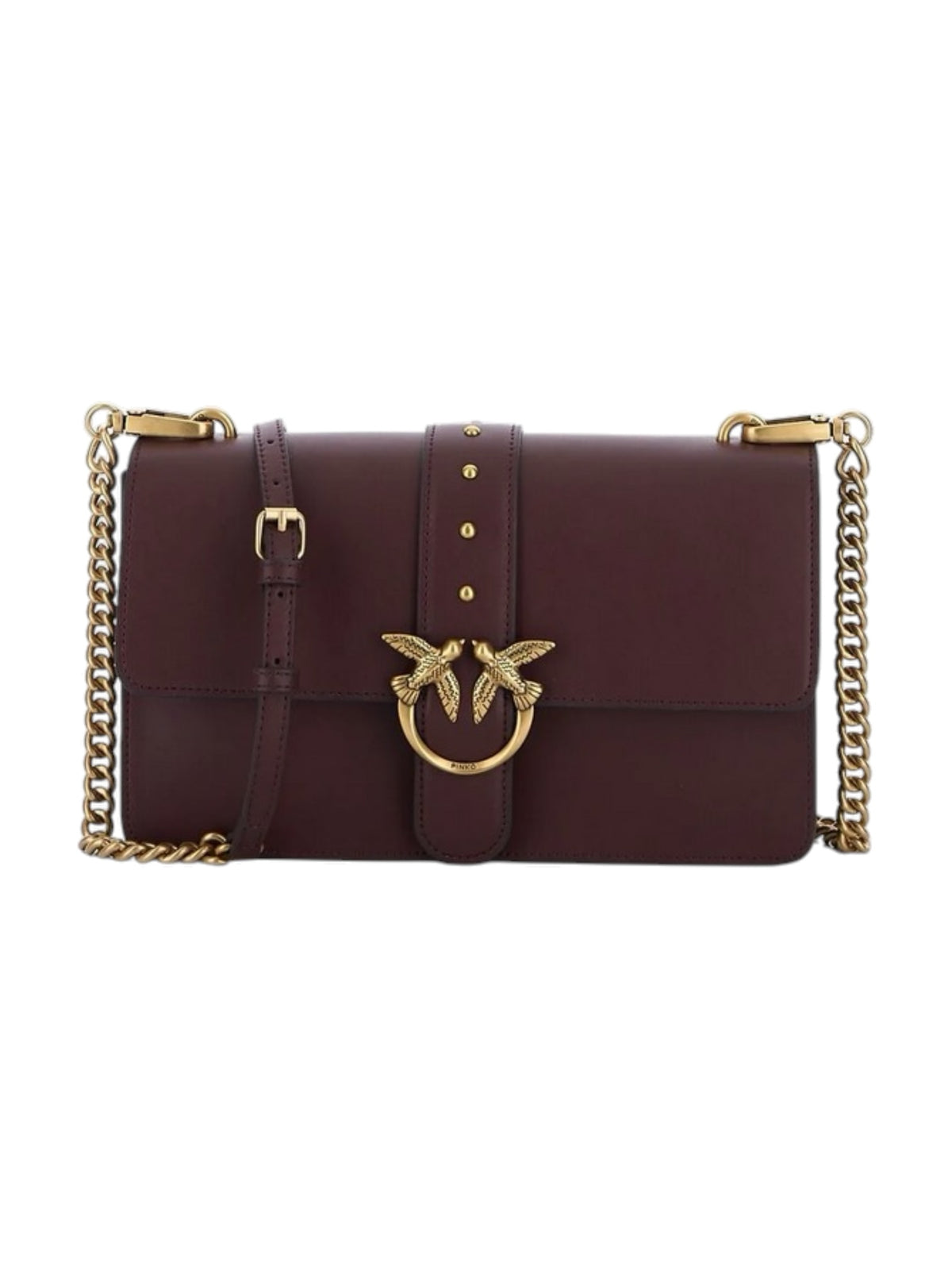PINKO Borsa Donna LOVE ONE CLASSIC ST. SMALL B.  BORGOGNA-ANTIQUE GOLD - 107621-A0F1 W34Q