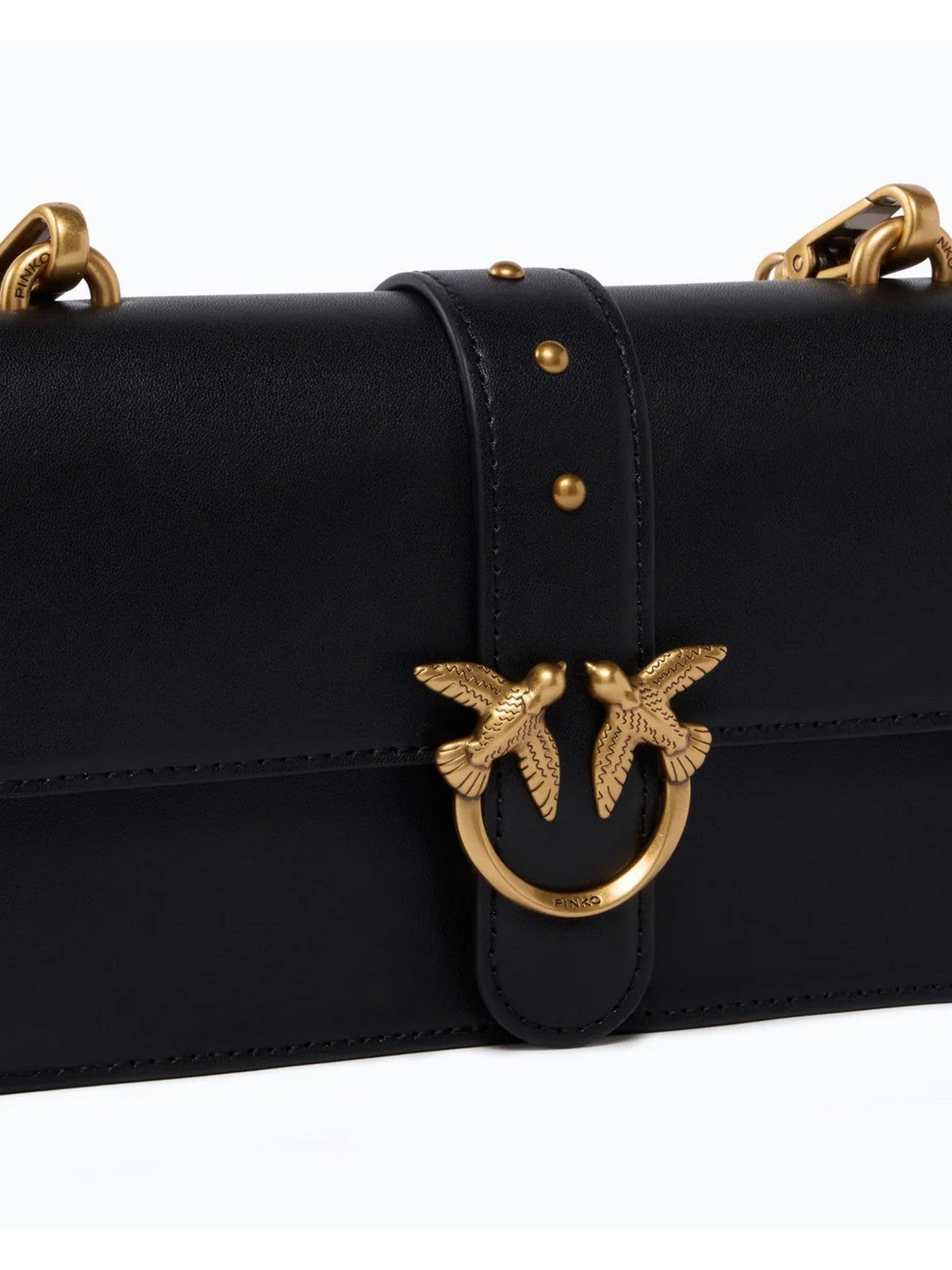 PINKO Borsa Donna LOVE ONE MINI ST. SMALL B. VIT NERO-ANTIQUE GOLD - 107622-A0F1 Z99Q