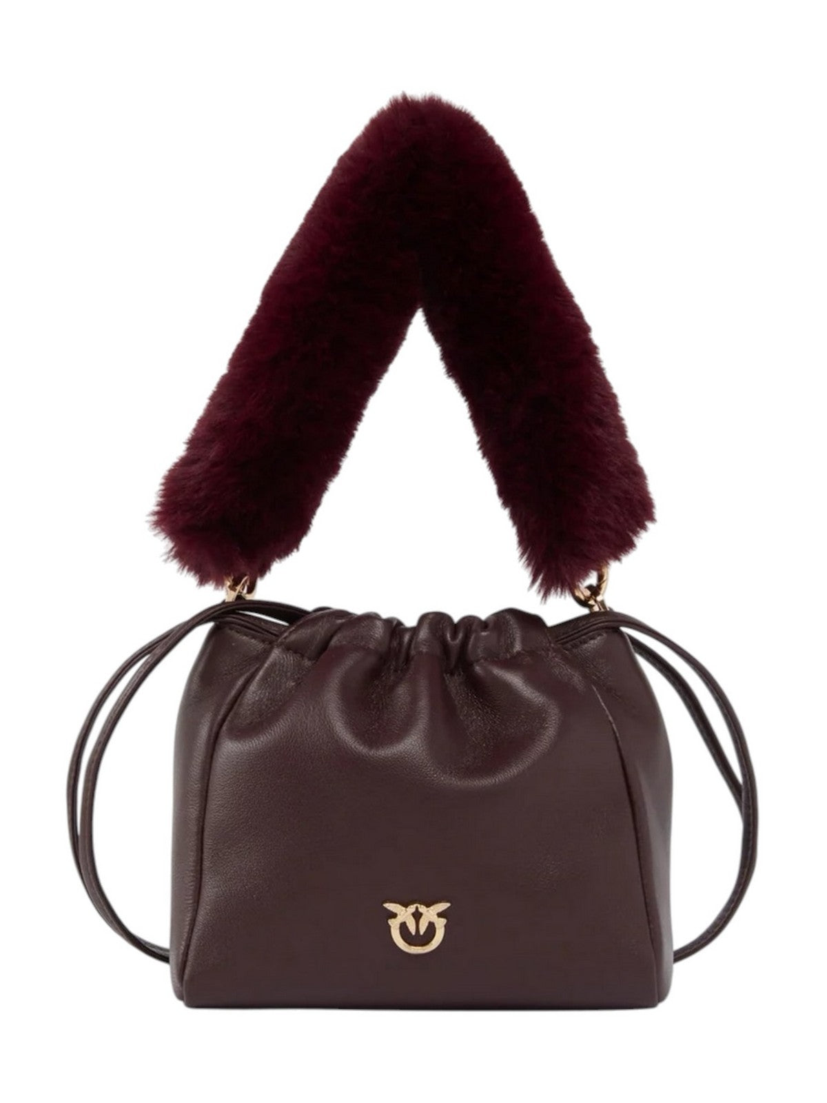 PINKO Borsa Donna POUCH NAPPA/IMITATION FUR BURGUNDY-GOLD - 107635-A3M7 W34Y