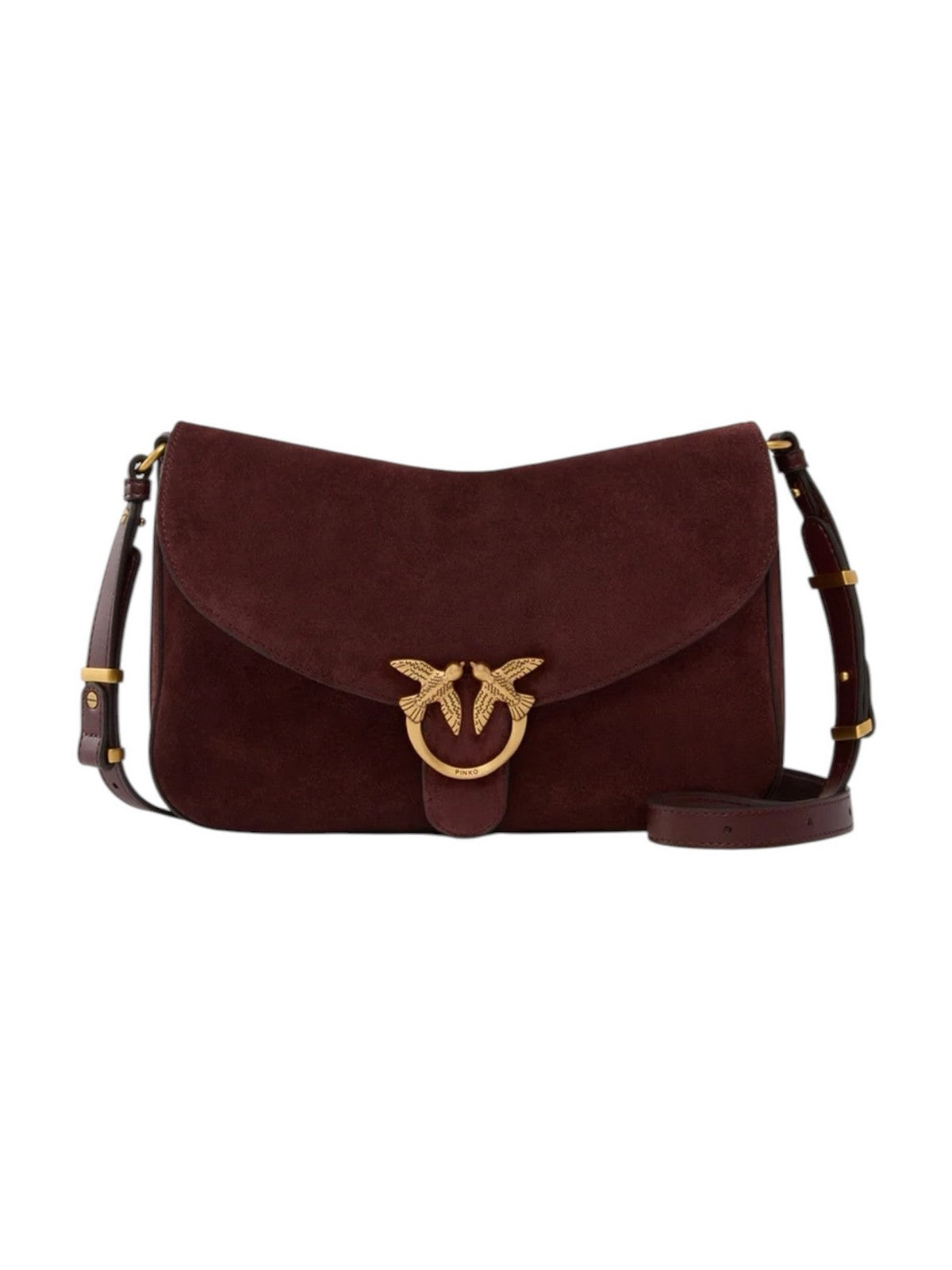 PINKO Borsa Donna LOVE SATCHEL CLASSIC SUEDE BORGOGNA-ANTIQUE GOLD - 107655-A0F6 W34Q