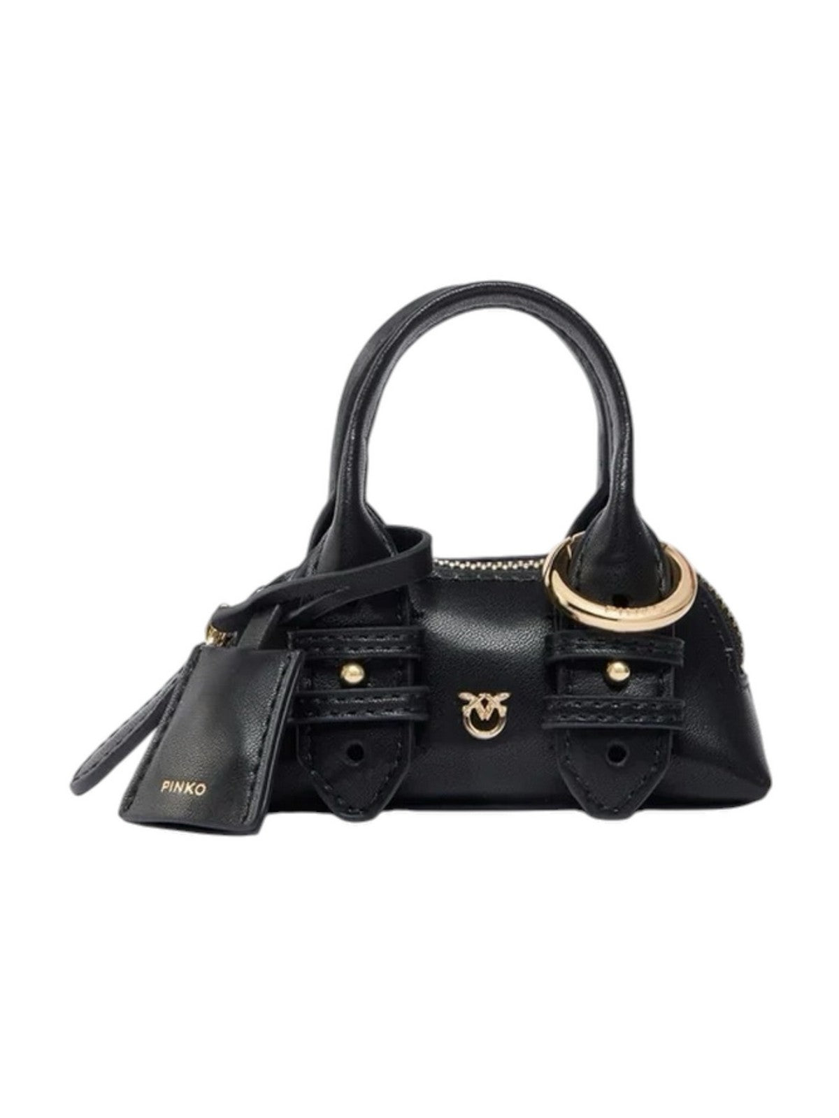 PINKO Portachiave Donna NANO BOWLING VITELLO SETA NERO LIMOUSINE-ORO - 107662-A0F1 Z99Y
