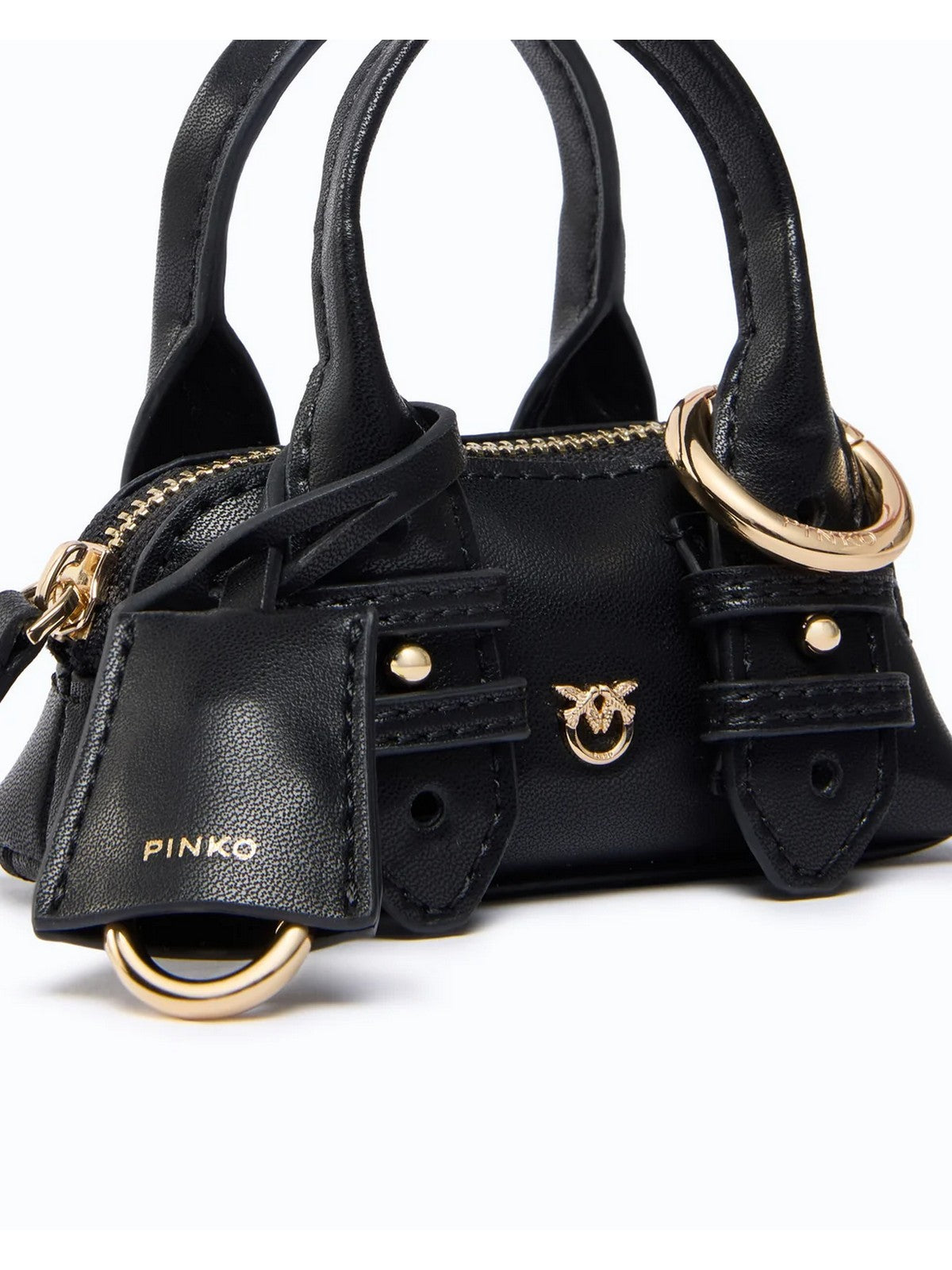 PINKO Portachiave Donna NANO BOWLING VITELLO SETA NERO LIMOUSINE-ORO - 107662-A0F1 Z99Y