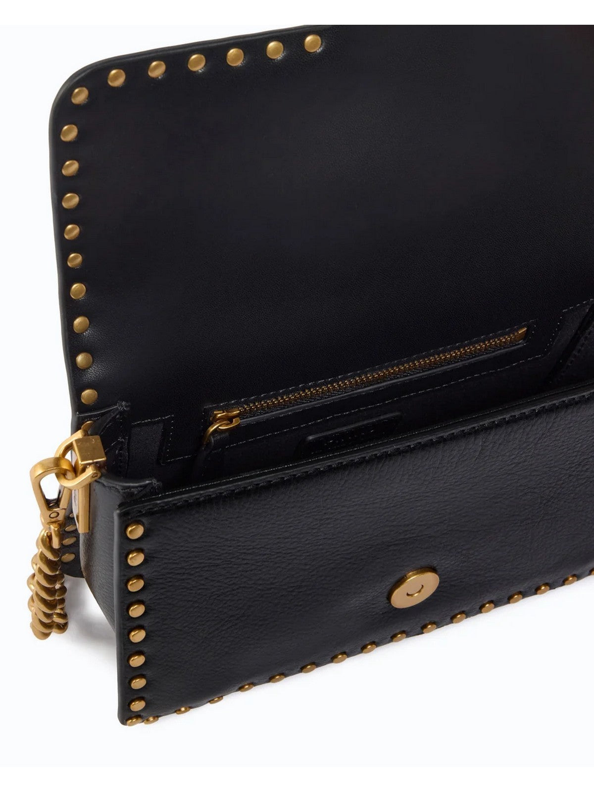 PINKO Borsa Donna LOVE ONE SLOUCHY MN. STUDS SMA NERO-ANTIQUE GOLD - 107665-A2JG Z99Q