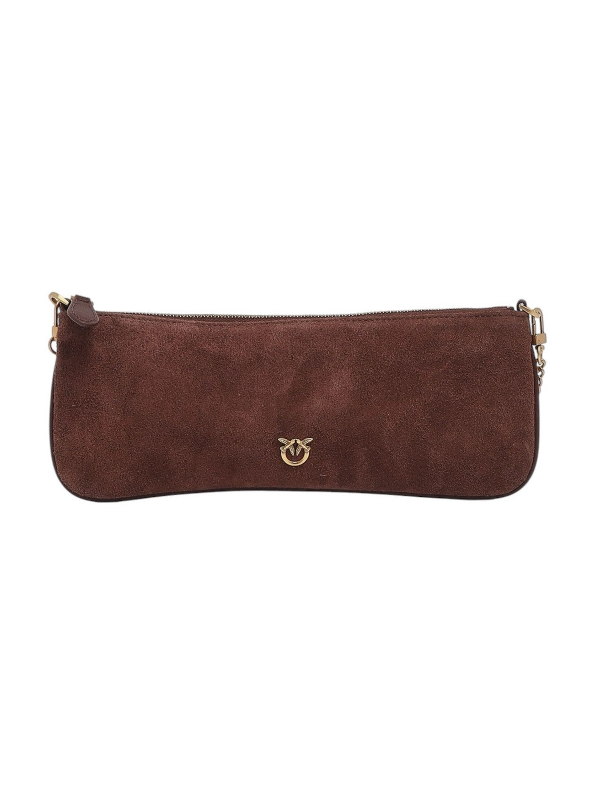 PINKO Borsa Donna NEW HORIZONTAL FLAT SUEDE CASTANO INTENSO-ANTIQUE GOLD - 107669-A0F6 L88Q