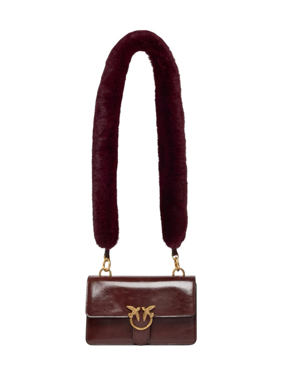 PINKO Borsa Donna LOVE ONE MN LGHT IMIT.FUR H. V BORGOGNA-ANTIQUE GOLD - 107676-A3LP W34Q