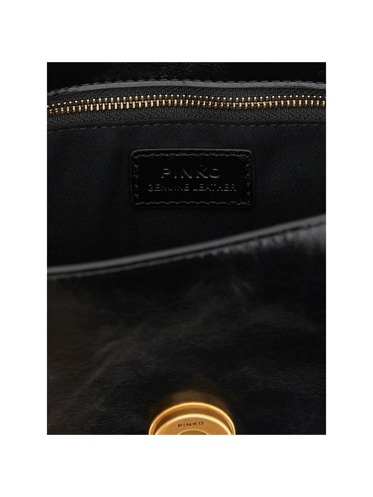 PINKO Borsa Donna LOVE ONE MN LGHT IMIT.FUR H. V NERO-ANTIQUE GOLD - 107676-A3LP Z99Q