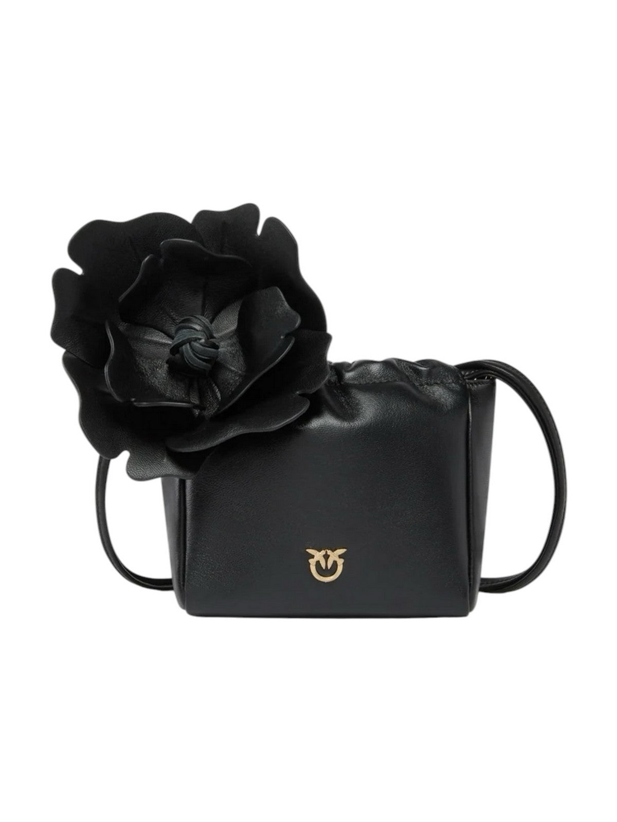 PINKO Borsa Donna POUCH FLOWER SHEEP NAPPA NERO LIMOUSINE-ORO - 107678-A0F2 Z99Y