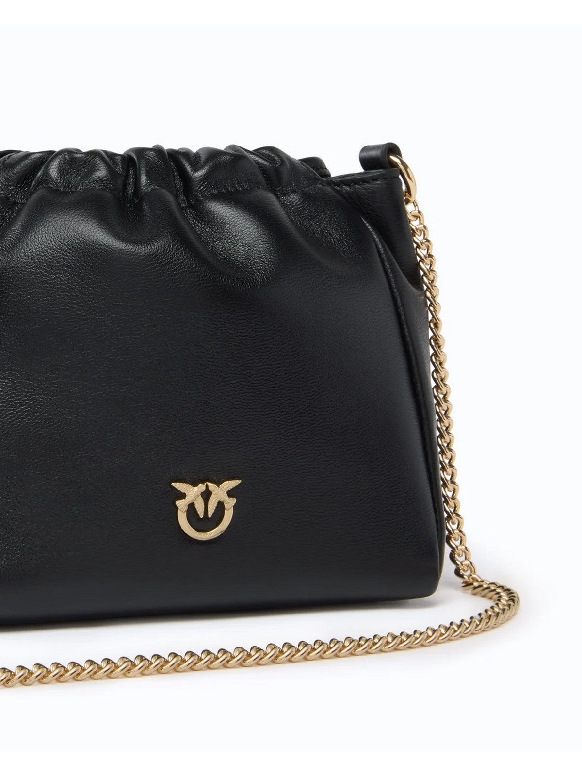 PINKO Borsa Donna POUCH FLOWER SHEEP NAPPA NERO LIMOUSINE-ORO - 107678-A0F2 Z99Y