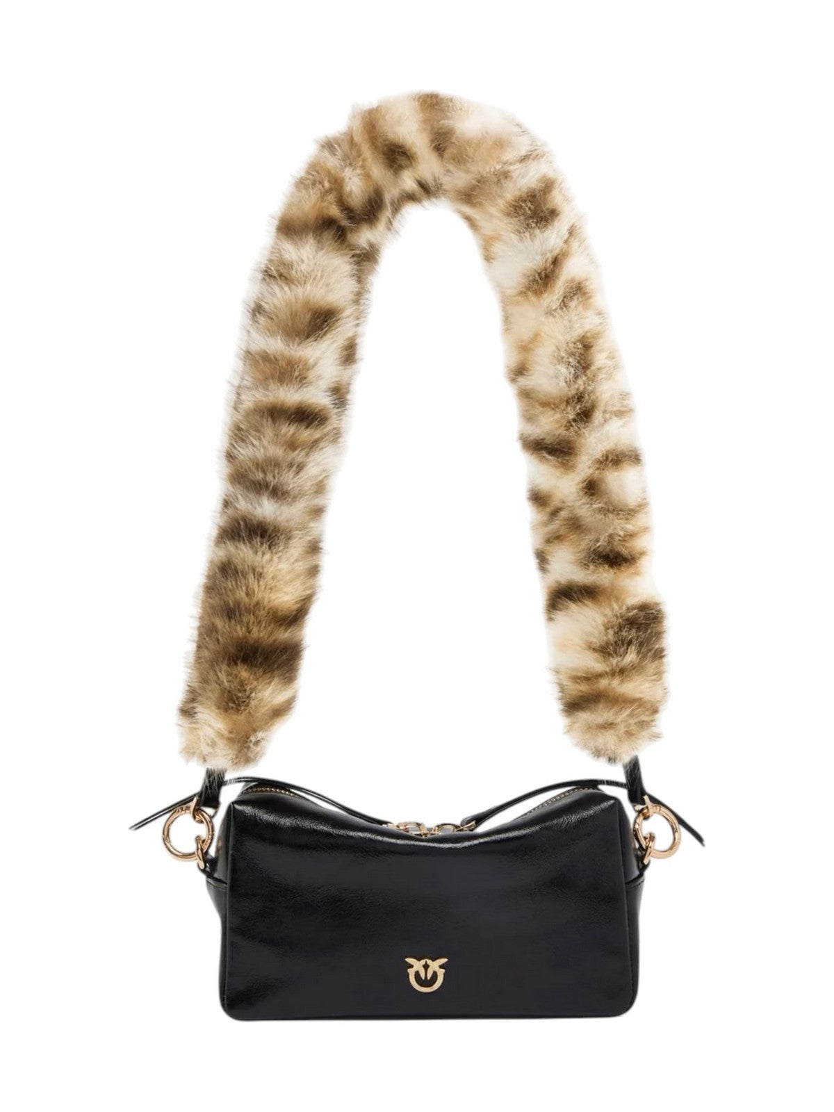 PINKO Borsa Donna BAULETTO MN MACULA IMIT.FUR HN NERO/BIANCO/MARRONE-ANTIQUE GO - 107680-A3LP ZM5Q