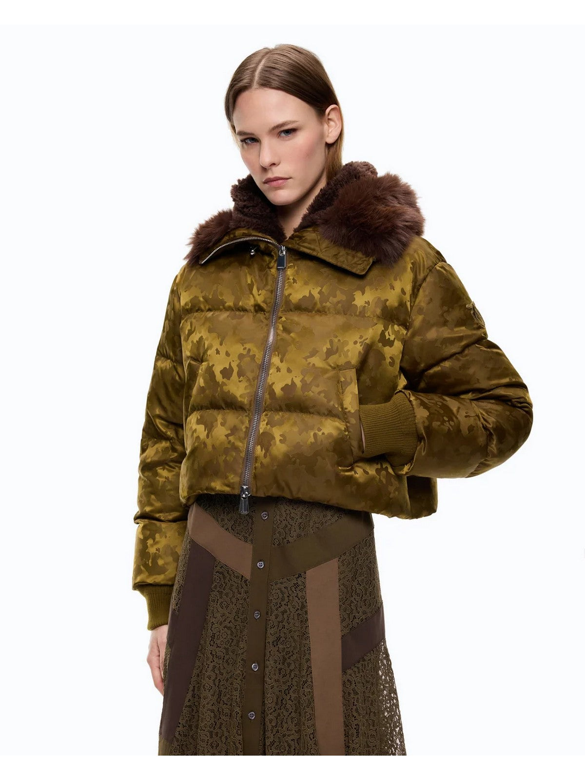 PINKO Piumino Donna PIASTRAIA IMBOTTITO RASO TECNI VERDE PIETRA - 107725-A3LZ V59