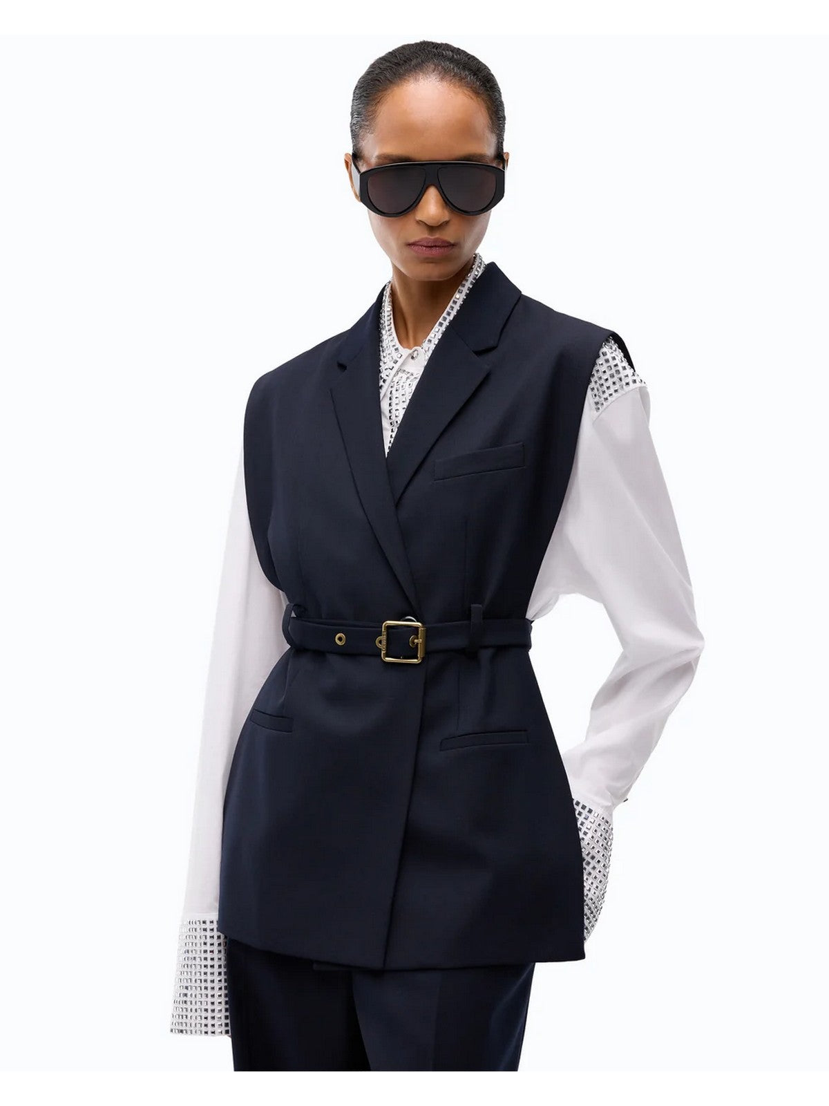 PINKO Gilet Donna NURAQUS GILET DIAGONALE MISTO  BLU MARINO CUPO - 107727-A3MS G03