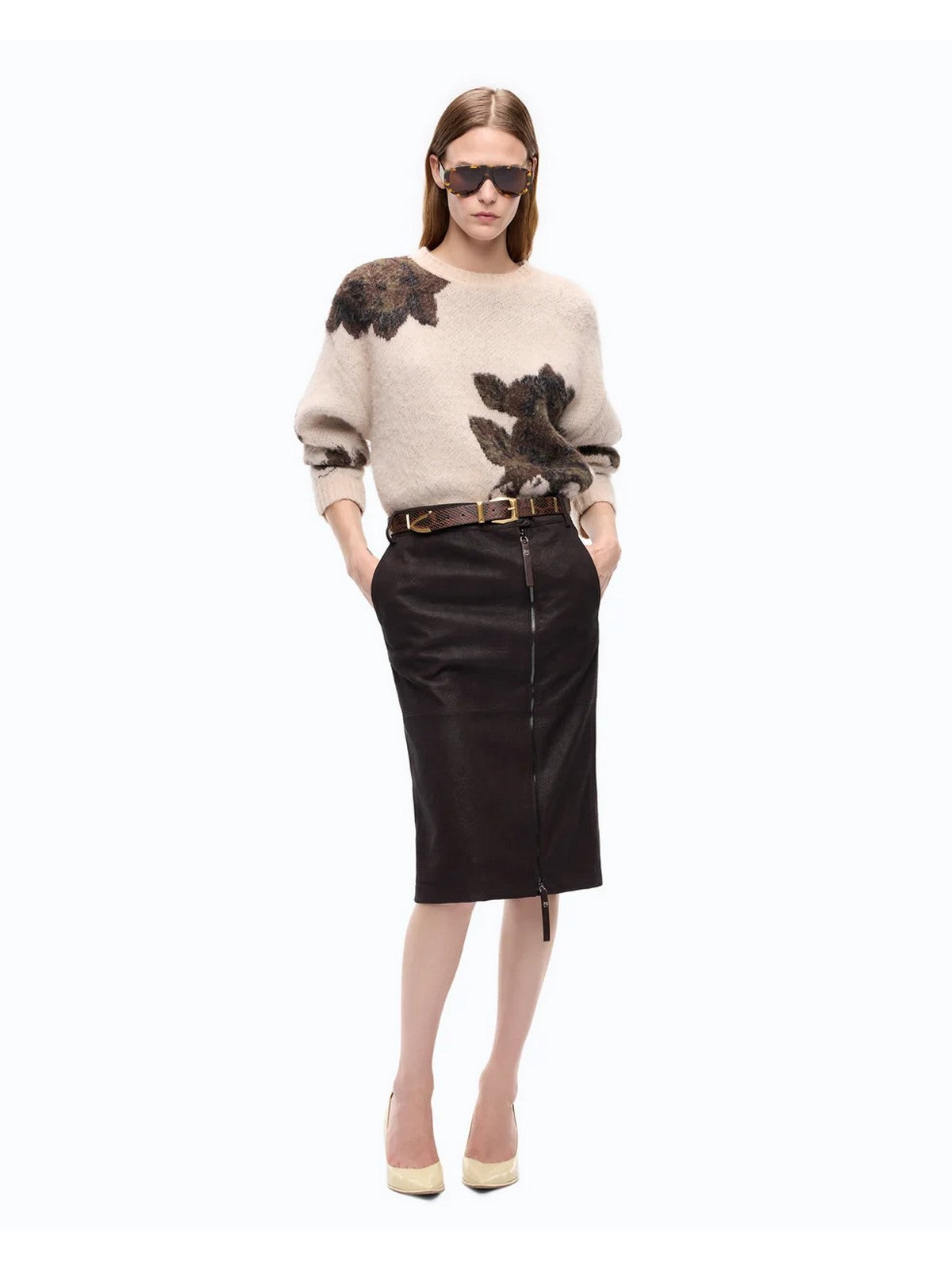 PINKO Gonna Donna MONTIANO GONNA EFFETTO NABUK MARRONE OLTRE BUIO - 107806-A3MD M04