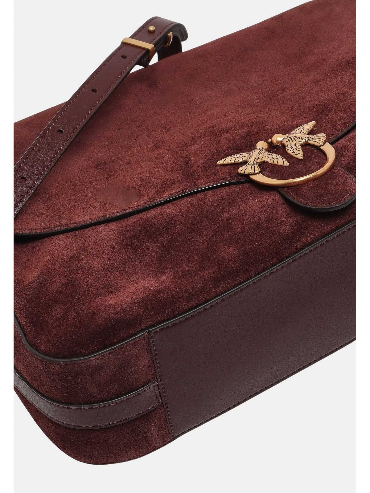 PINKO Borsa Donna LOVE SATCHEL BIG SUEDE BORGOGNA-ANTIQUE GOLD - 107915-A0F6 W34Q