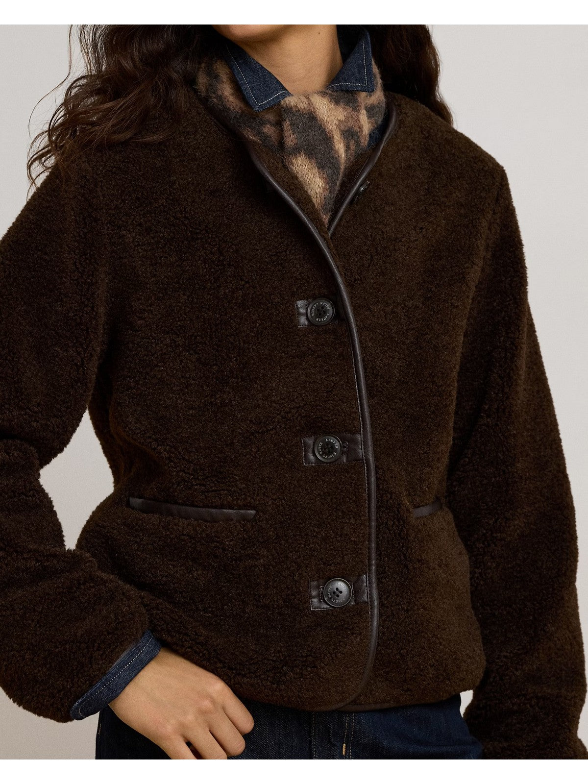 LAUREN RALPH LAUREN Cappotto Donna TEDDY PU PT-LINED-COAT CIRCUIT BROWN - 297P23442 001