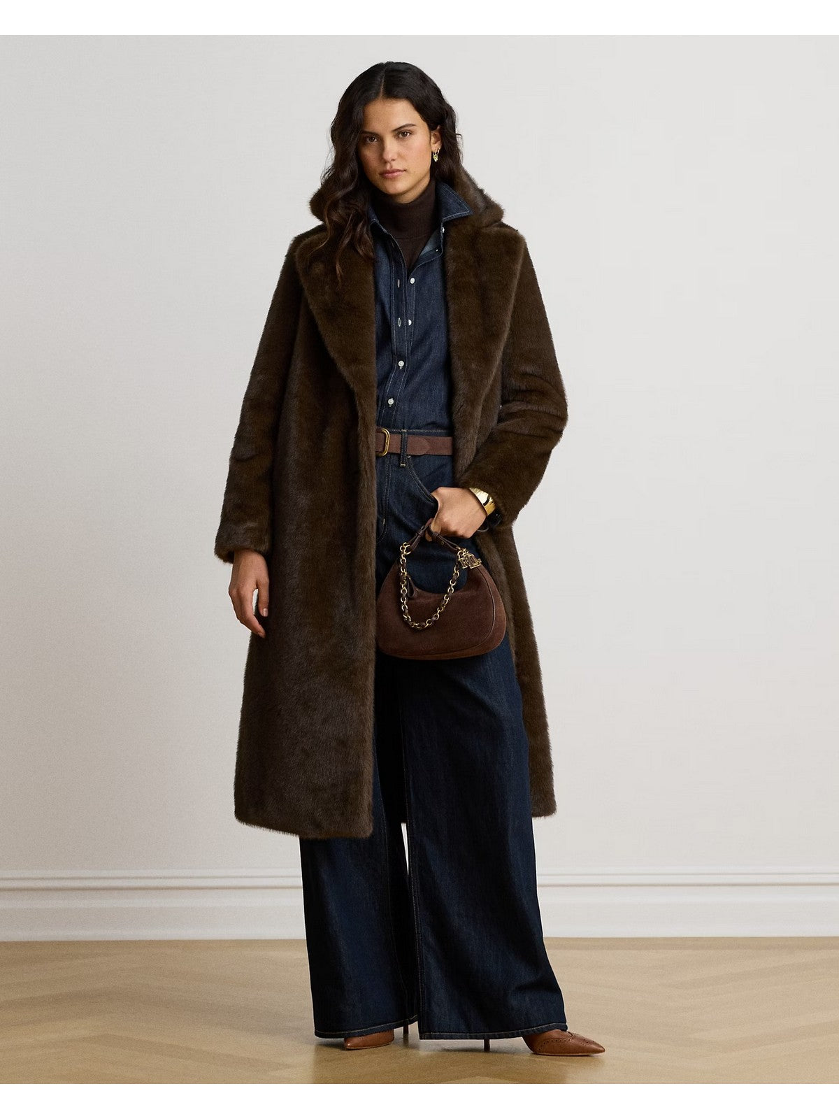 LAUREN RALPH LAUREN Pelliccia Donna FF REFR 46"-LINED-COAT CIRCUIT BROWN - 297P23467 001
