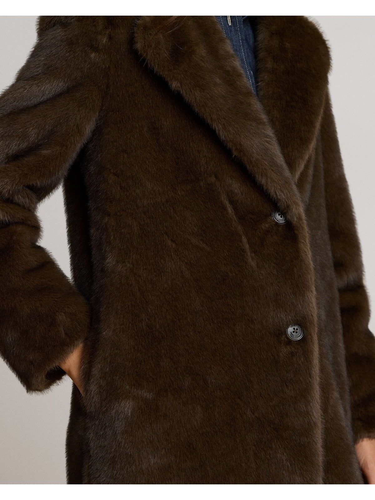 LAUREN RALPH LAUREN Pelliccia Donna FF REFR 46"-LINED-COAT CIRCUIT BROWN - 297P23467 001