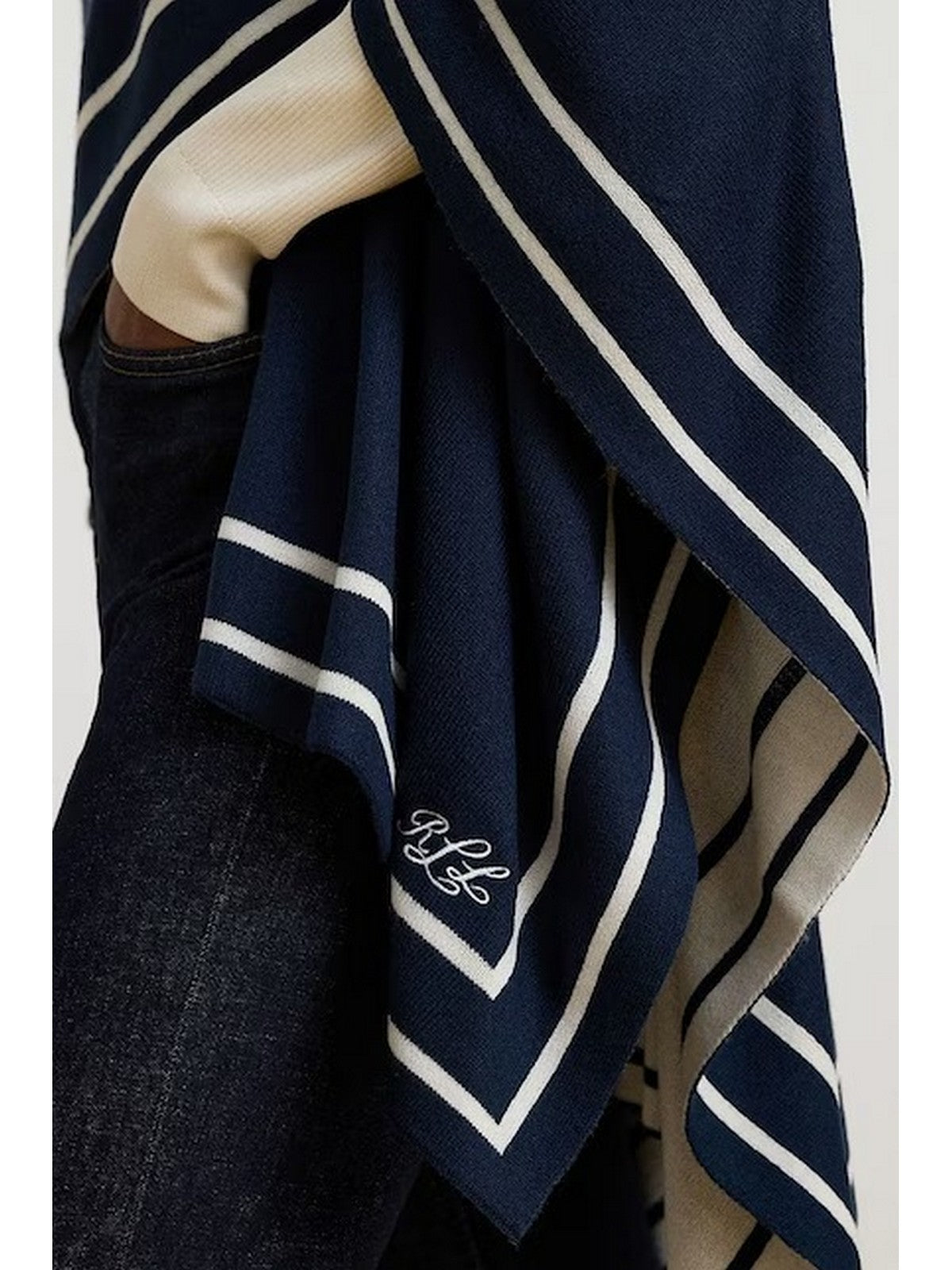 LAUREN RALPH LAUREN Mantella Donna JET SET UPD-PONCHO NAVY/CREAM - 454P23616 003