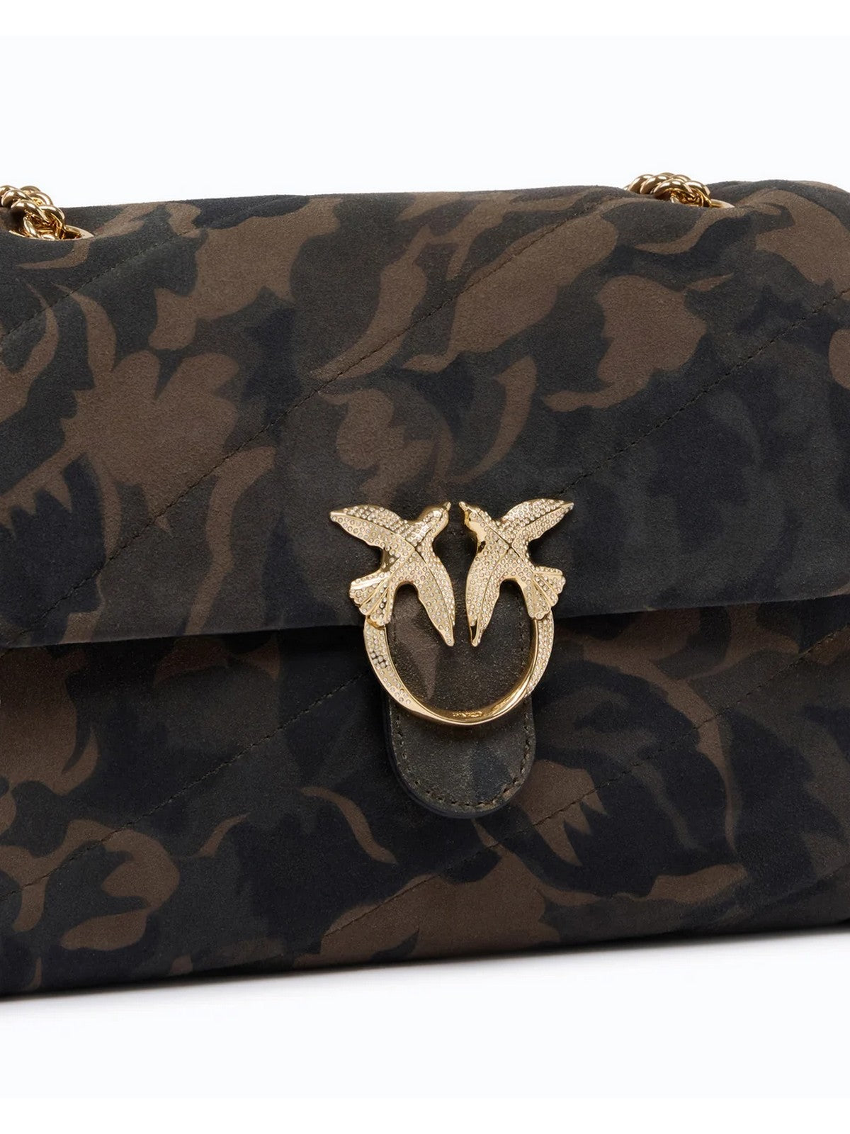 PINKO Borsa Donna LOVE PUFF CLASSIC CL SUEDE PRI MULT.MILITAR GREEN-GOLD - 100038-A3LR ST3Y